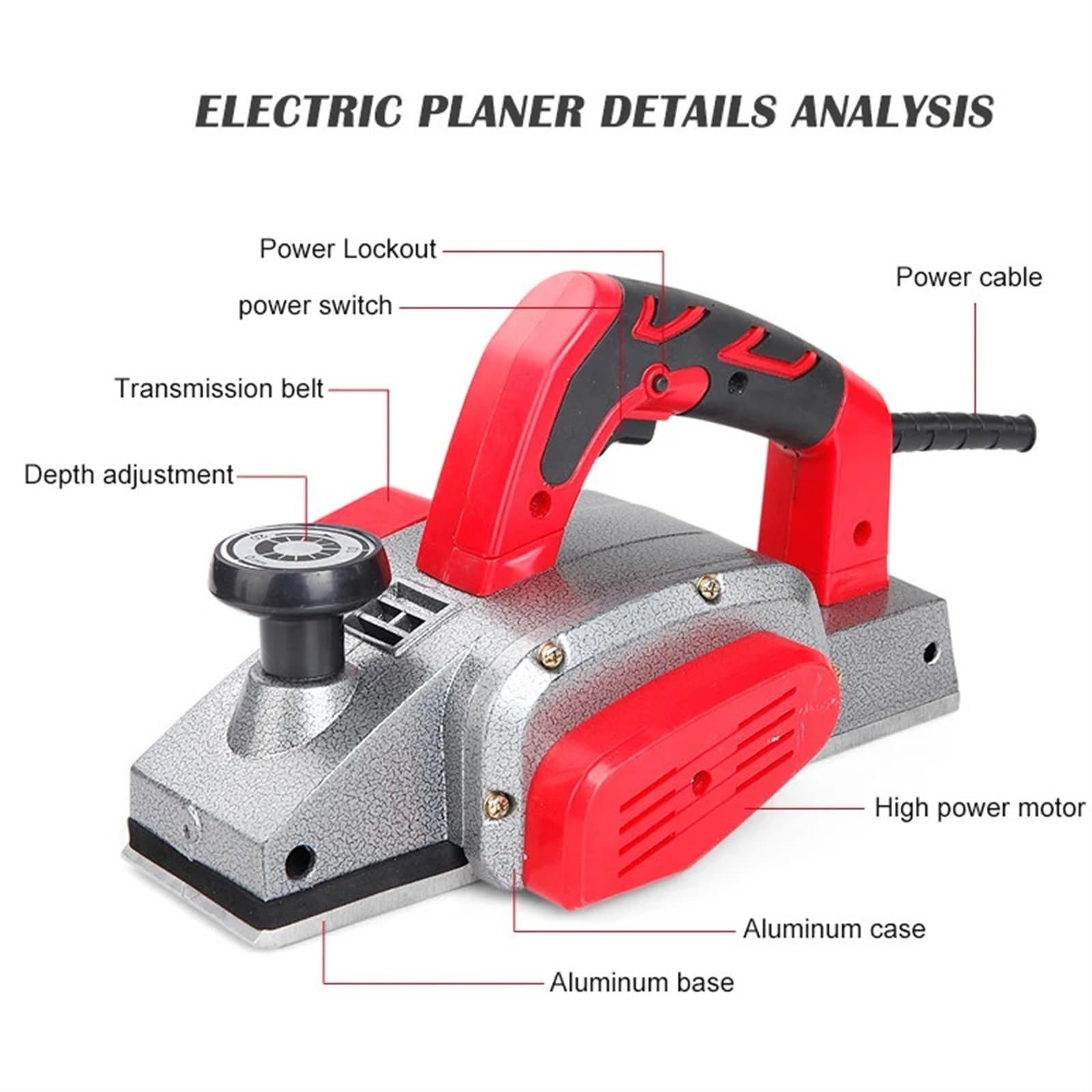 1100W Elektryczna Strugarka Domowa Przenośna Wielofunkcyjna Do Obróbki Drewna Maszyna Ręczne Narzędzie Cięcia, Smooth-Cut Pro