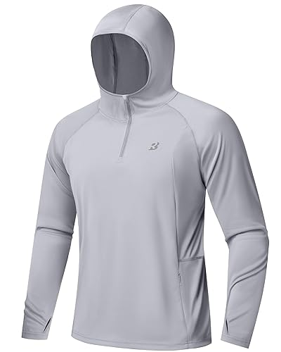 UPF 50+ Sun Hoodie for Men, 1/4 Zip Fishing Shirt