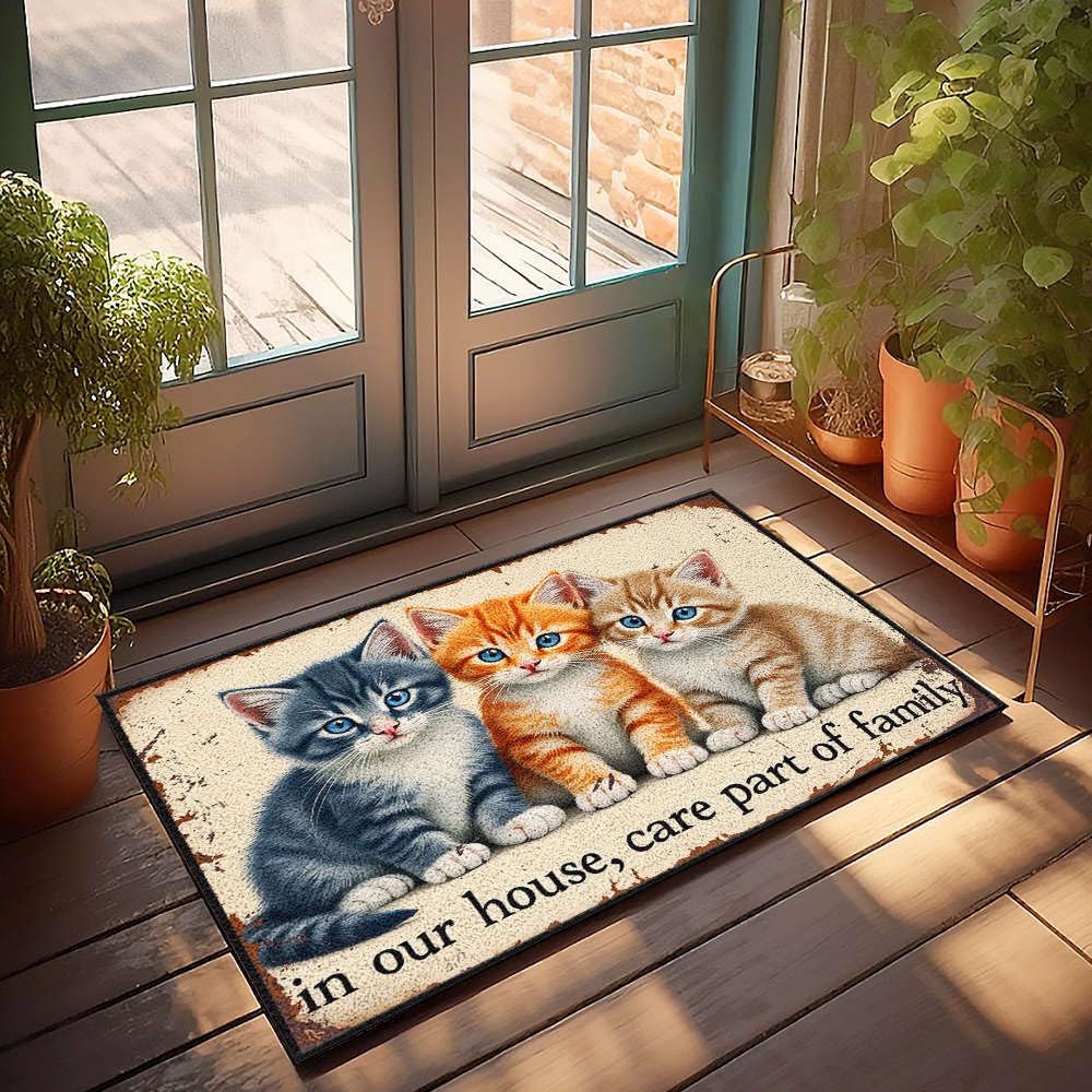 Paillasson unique les chats font partie de la famille, tapis de bain rustique 65x90 cm