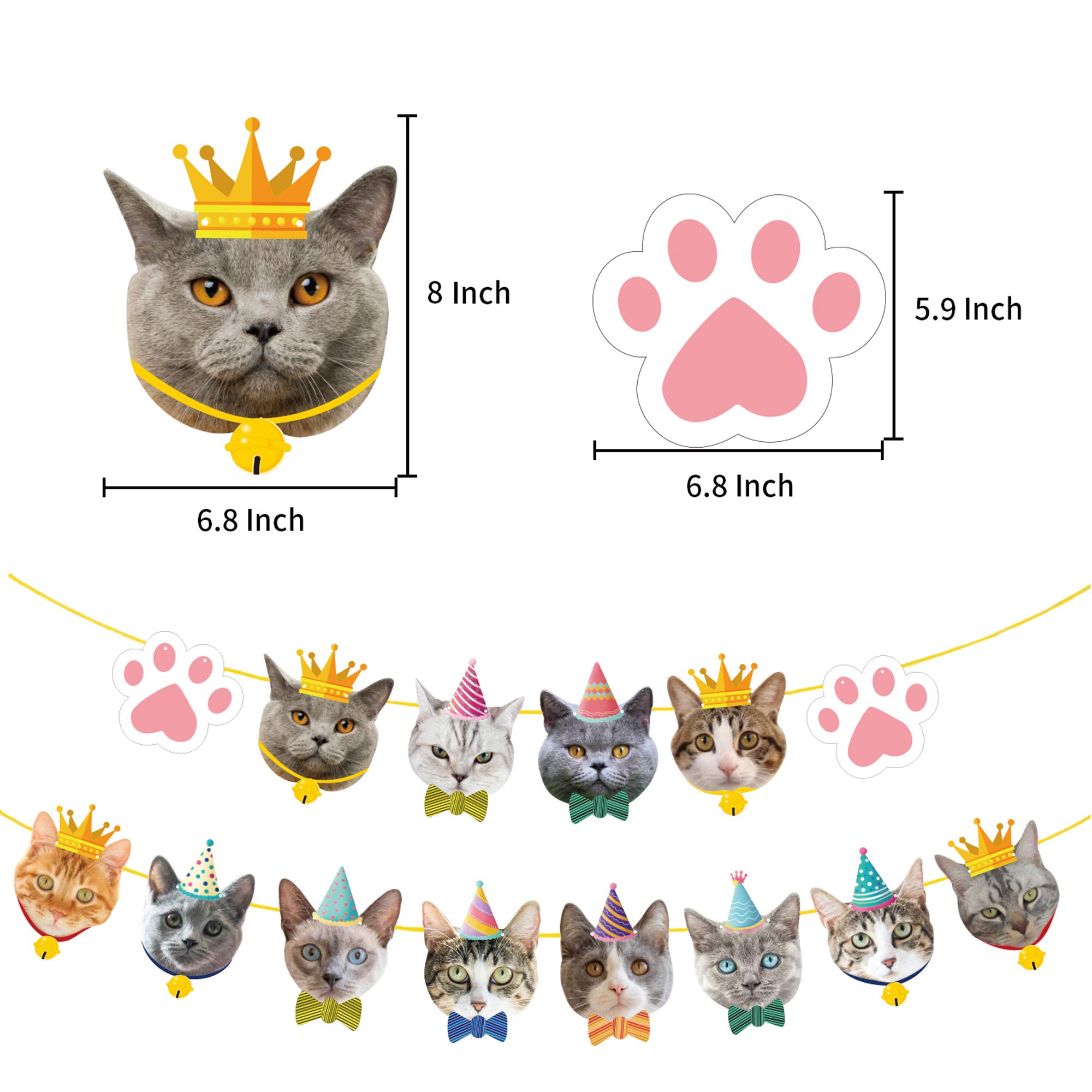 Amazon.com: Cat Birthday Banner, 14PCS Cat Face Party Banner, Kitty Cat  Theme Party Bunting Decoration for Cat Party Favors : Everything Else