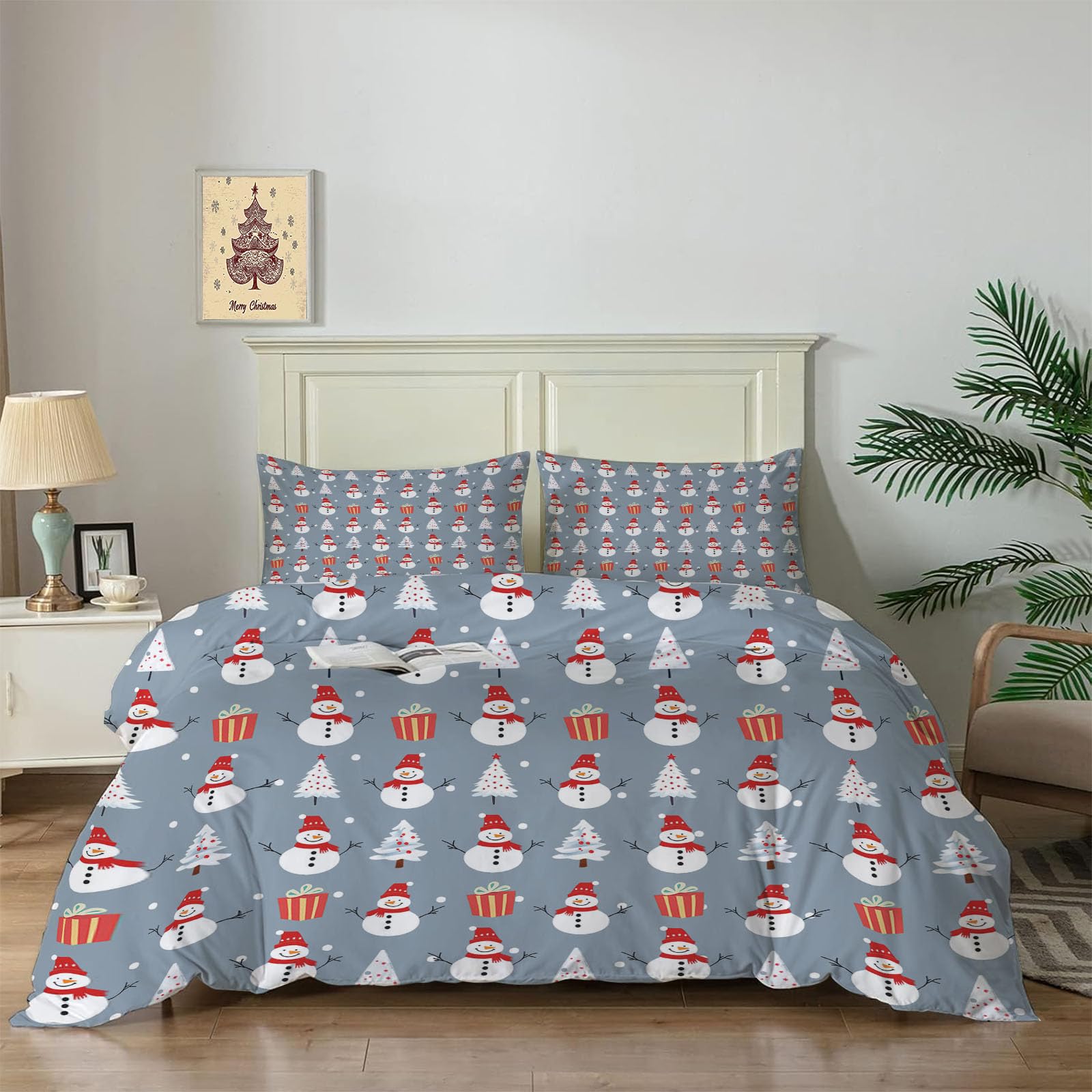 Housse de couette bonhomme de neige et parure de lit paysage naturel ado