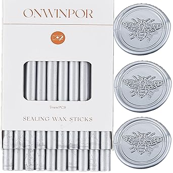 Silver Wax Seal Sticks, ONWINPOR 20pcs Silver Wax Sealing Sticks for Wax Seal Stamp, Wedding Invitations, Mini Wax Seal Sticks for 0.28'' Glue Gun (Silver)