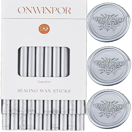 Silver Wax Seal Sticks, ONWINPOR 20pcs Silver Wax Sealing Sticks for Wax Seal Stamp, Wedding Invitations, Mini Wax Seal Sticks for 0.28'' Glue Gun (Silver)