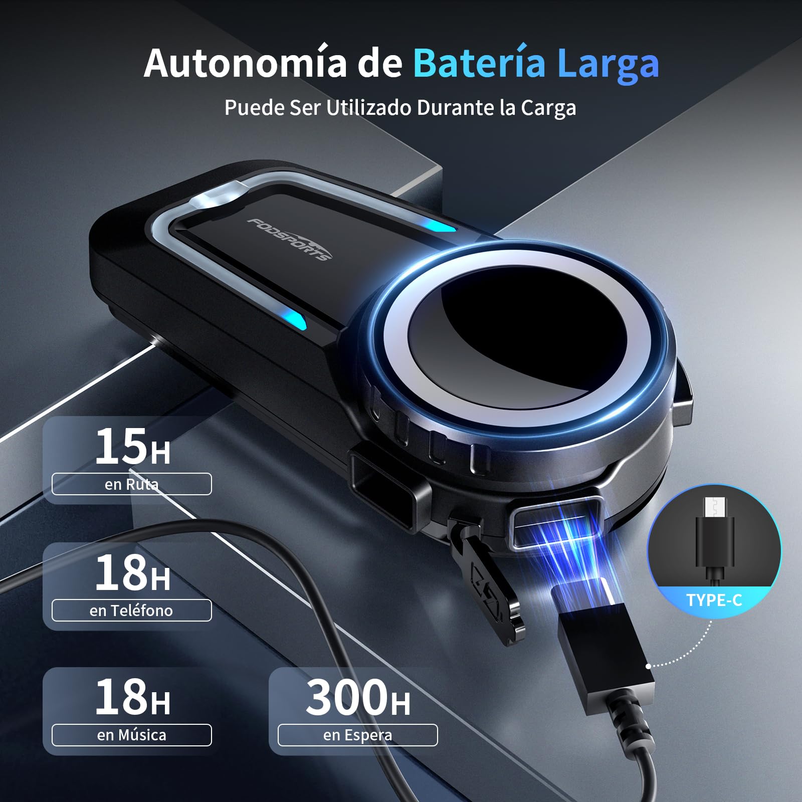 Fodsports FX7 Intercomunicador Casco Moto, Mesh Intercom 10 Motociclistas 2 km, Bluetooth 5.4/CVC & ENC Cancelación de Ruido/Emparejamiento Universal/Control de Voz/IP67 Impermeable