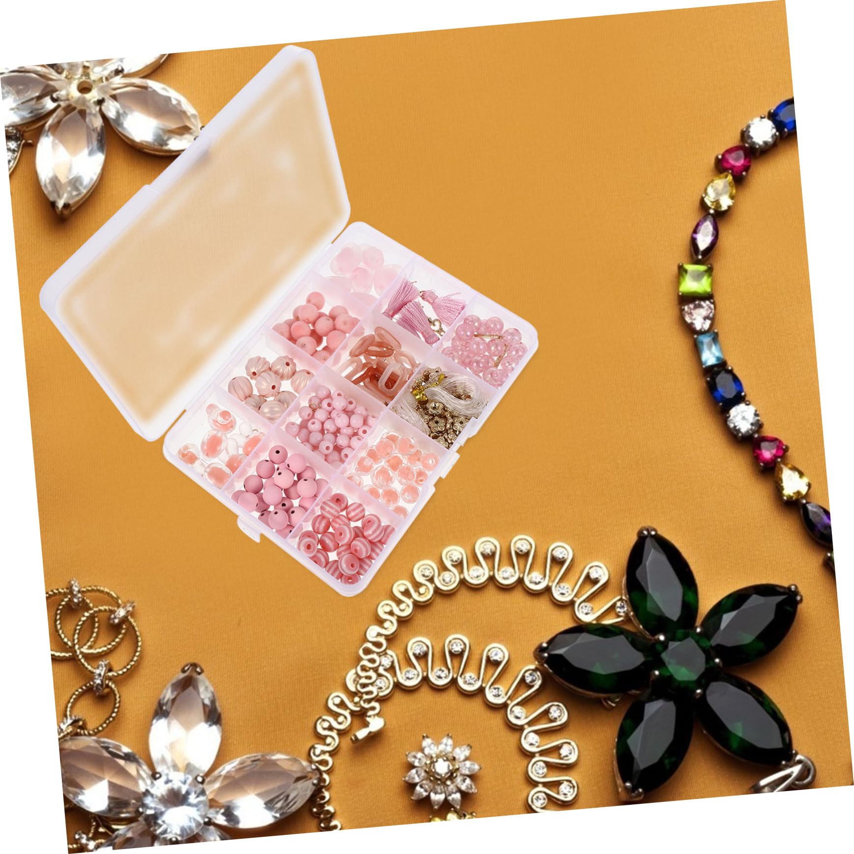 TEHAUX 3 Sätze DIY zubehör bastelsets für schmuck herstellen bead set Schmuck Zubehör Set kunststoffperlen Perlenset Schmuck Armband Herstellung von Perlen DIY-Perlen Plastik Rosa