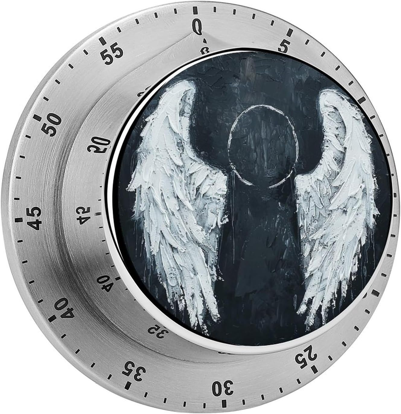 White Angel Wings Timer Stainless Steel Kitchen Timers Waterproof & Rust-Proof 60 Minute Mechanical Timer with Loud Alarm for Cooking, Baking, Fitness