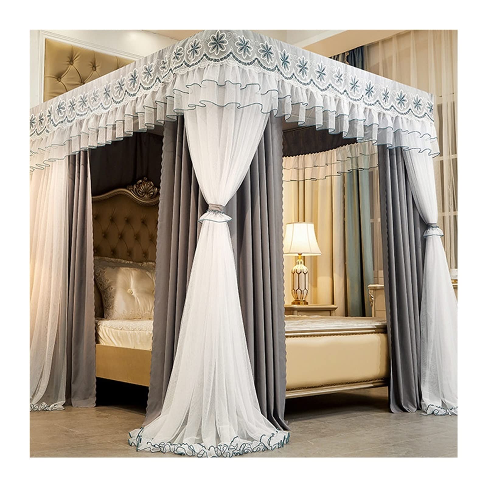 GTHTUHFD Bed Canopy Mosquito Net For Double Bed, Dustproof & Shading - Bedroom Bed Curtain, Romantic Decorated Bed Canopy For S Room,Style 3-180x200x200cm