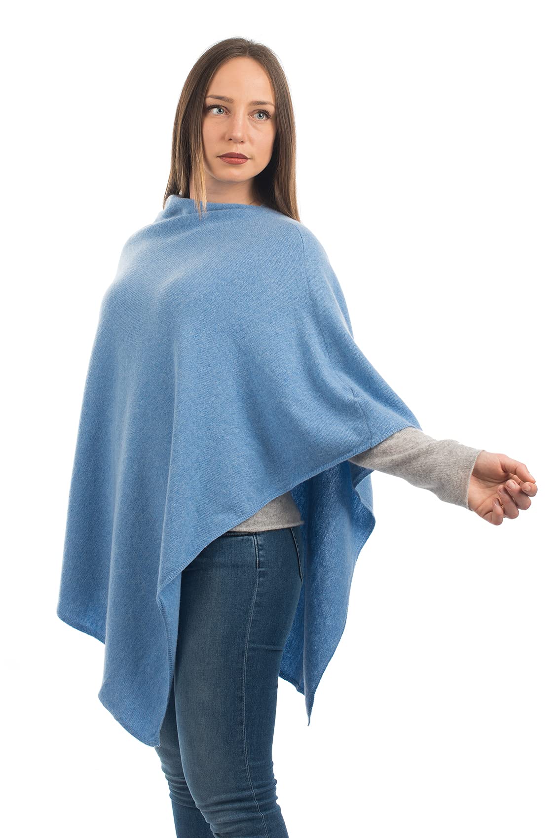 DALLE PIANE CASHMERE Poncho Femme Mélange Cachemire Laine | Poncho cape enveloppant, taille unique, parfait en voyage et en ville, un cadeau élégant pour elle, Made in Italy