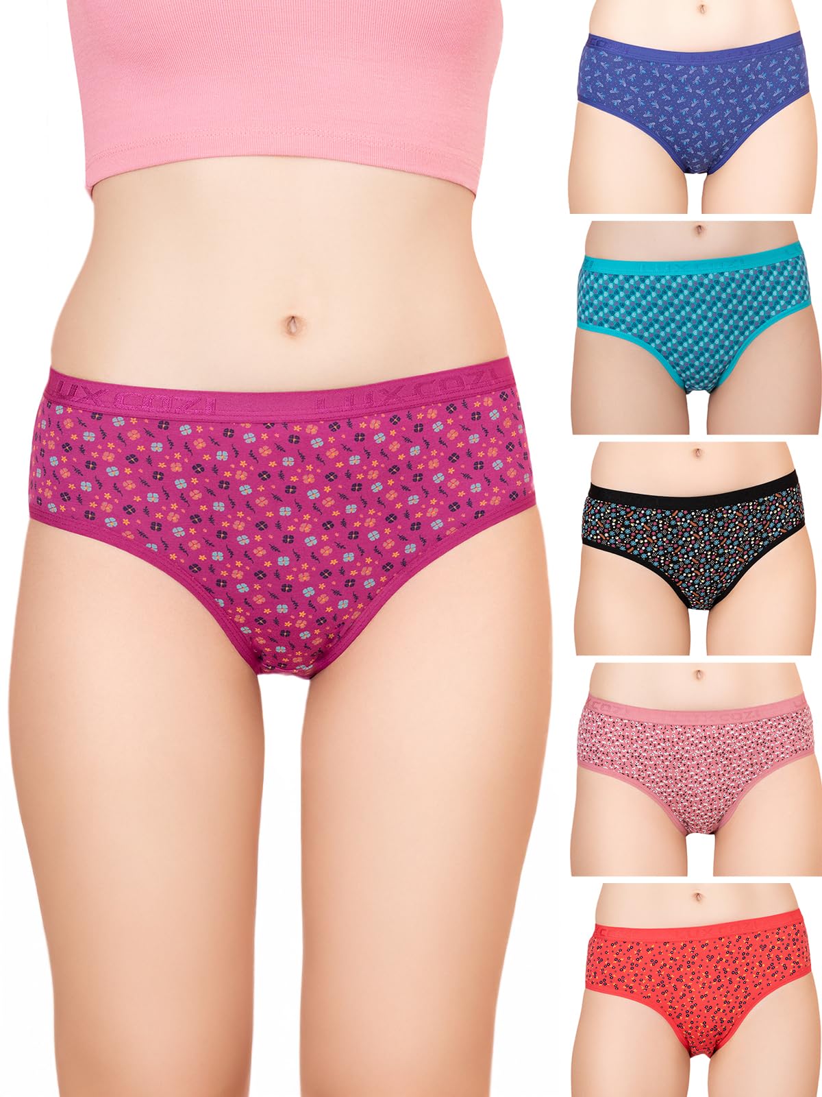 lux cozi Lux CoziWomen's Cotton Hipster Panties (Pack of 6)-picture-28