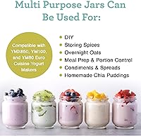 Vista 4 de Euro Cuisine Tarros de vidrio para yogurtera, juego de 8