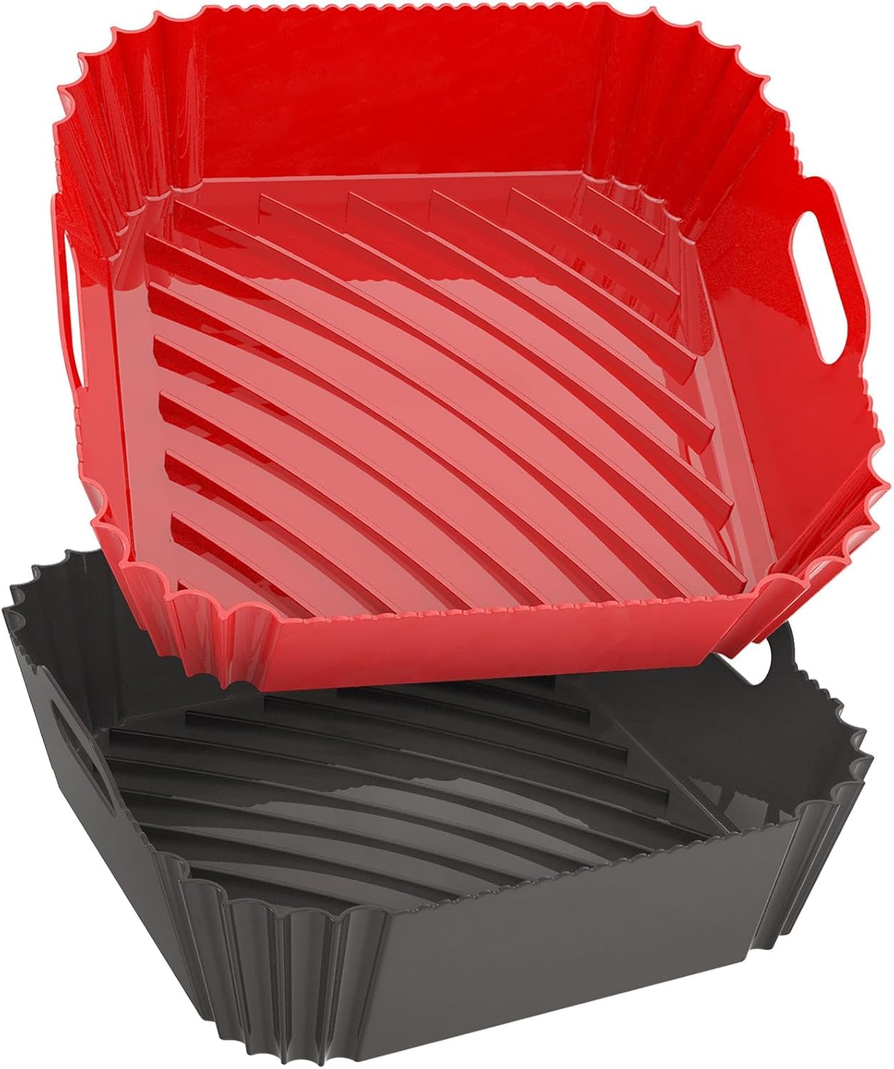 Large Silicone Air Fryer Liners Square 5-9 QT, 7.9 Inch Reusable Airfryer Liners Air Fryer Silicone Liners Pot Oven Liner Baking Tray, AirFryer Basket Mat Bowl Accessories, 2 Pack