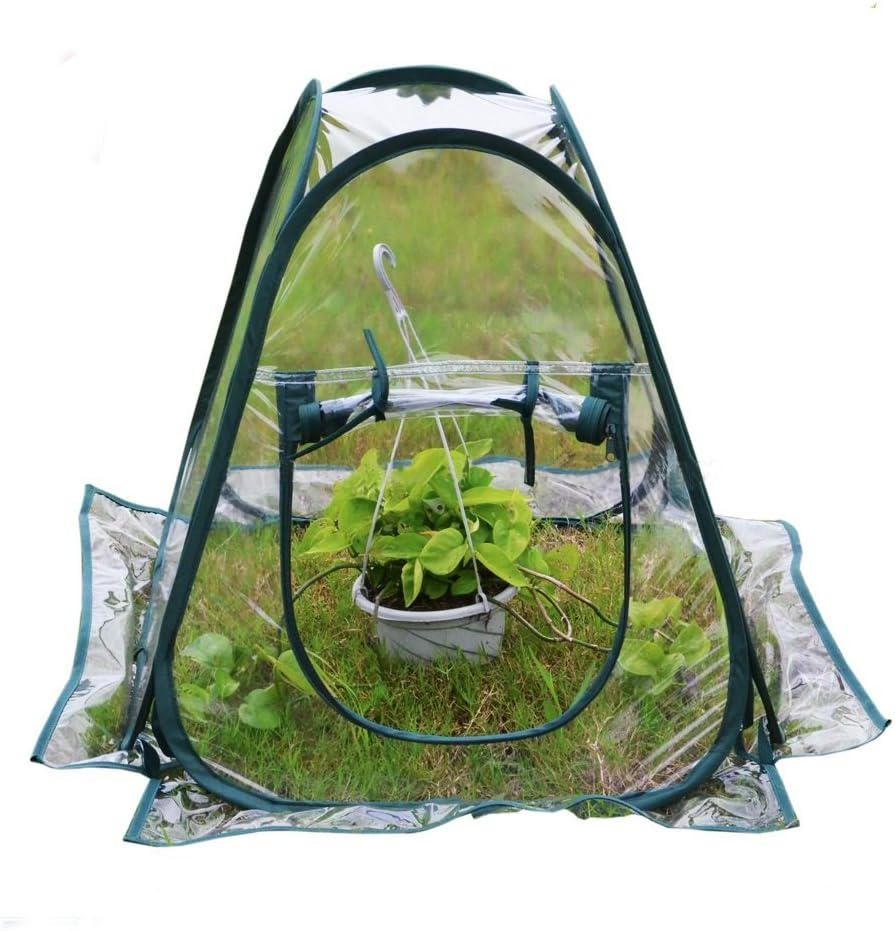 Mini Pop Up Greenhouse Clear PVC Flowerpot Cover Gardening Plants Tent Backyard Flower Shelter 70*70*80cm