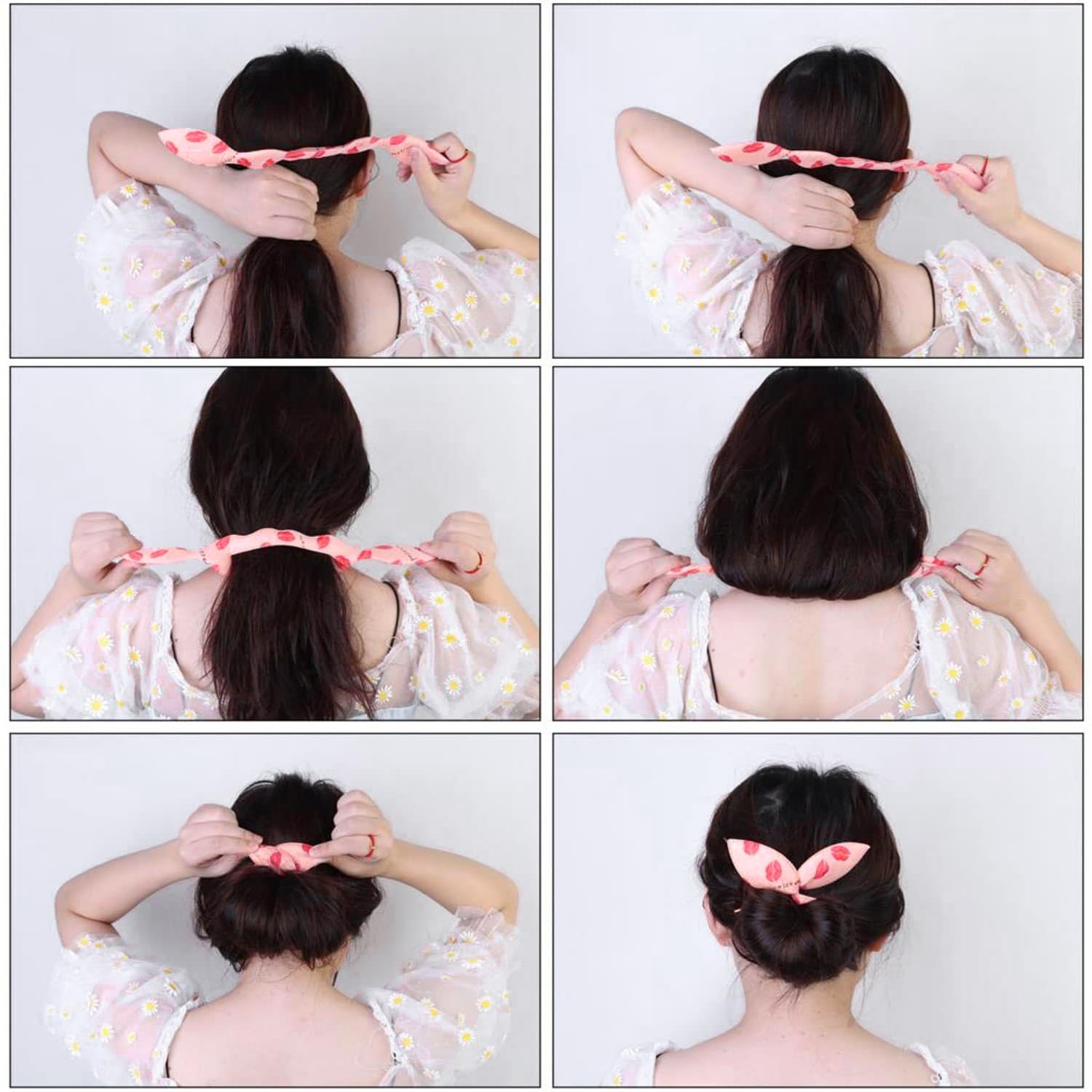 5-Piece Printing Disc Hair Dryer, Sponge Donut Twisting Hair Ring, Bendable French Hair Band, Bun Maker, Hairdressing Aids - Image 4