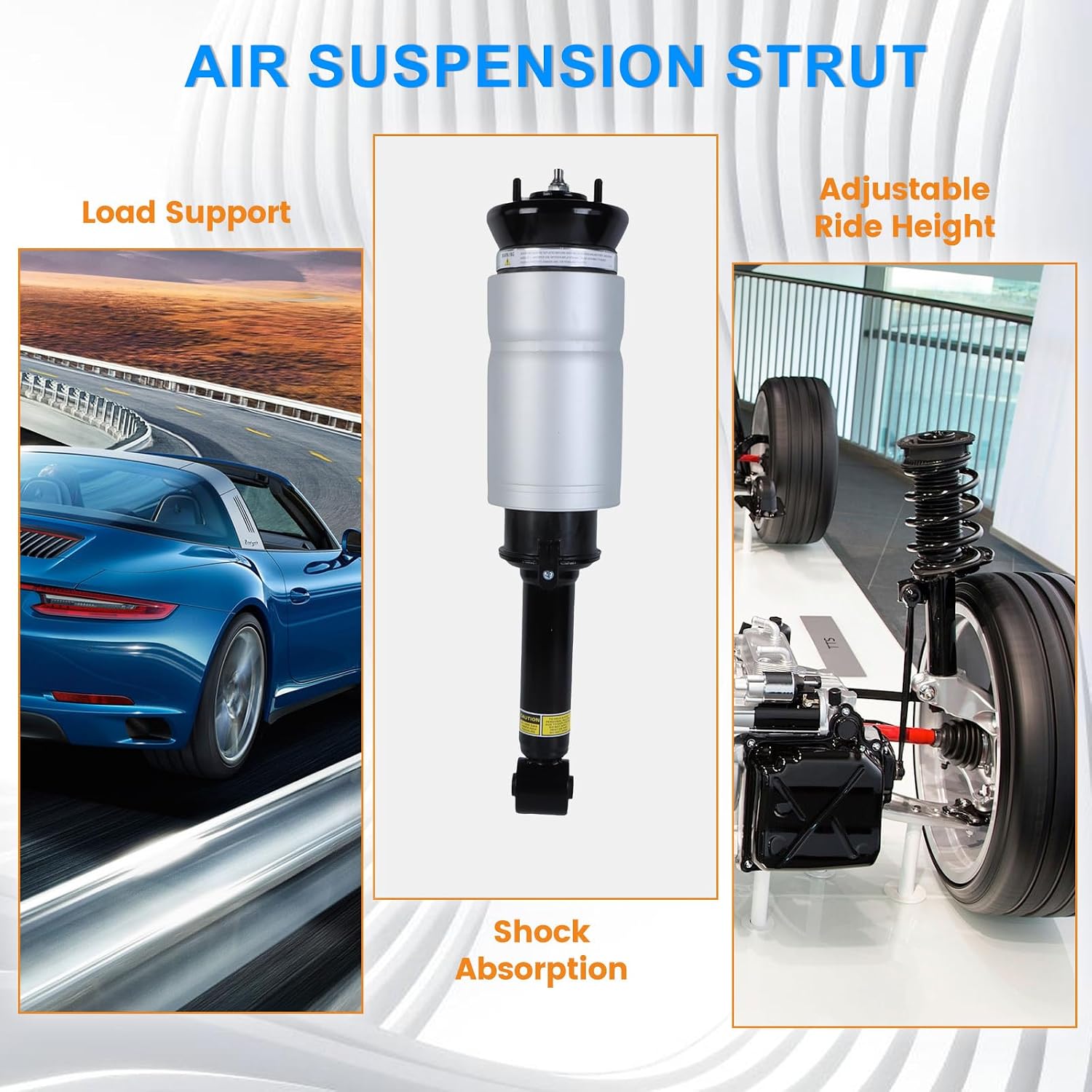 Front Air Suspension Shock Strut fits for Range Rover Sport 2010-2014, for Land Rover LR4 2010-2014 LR3 2005-2009 Replace OE RNB501250 RNB501180 RNB501580 RNB000855, black