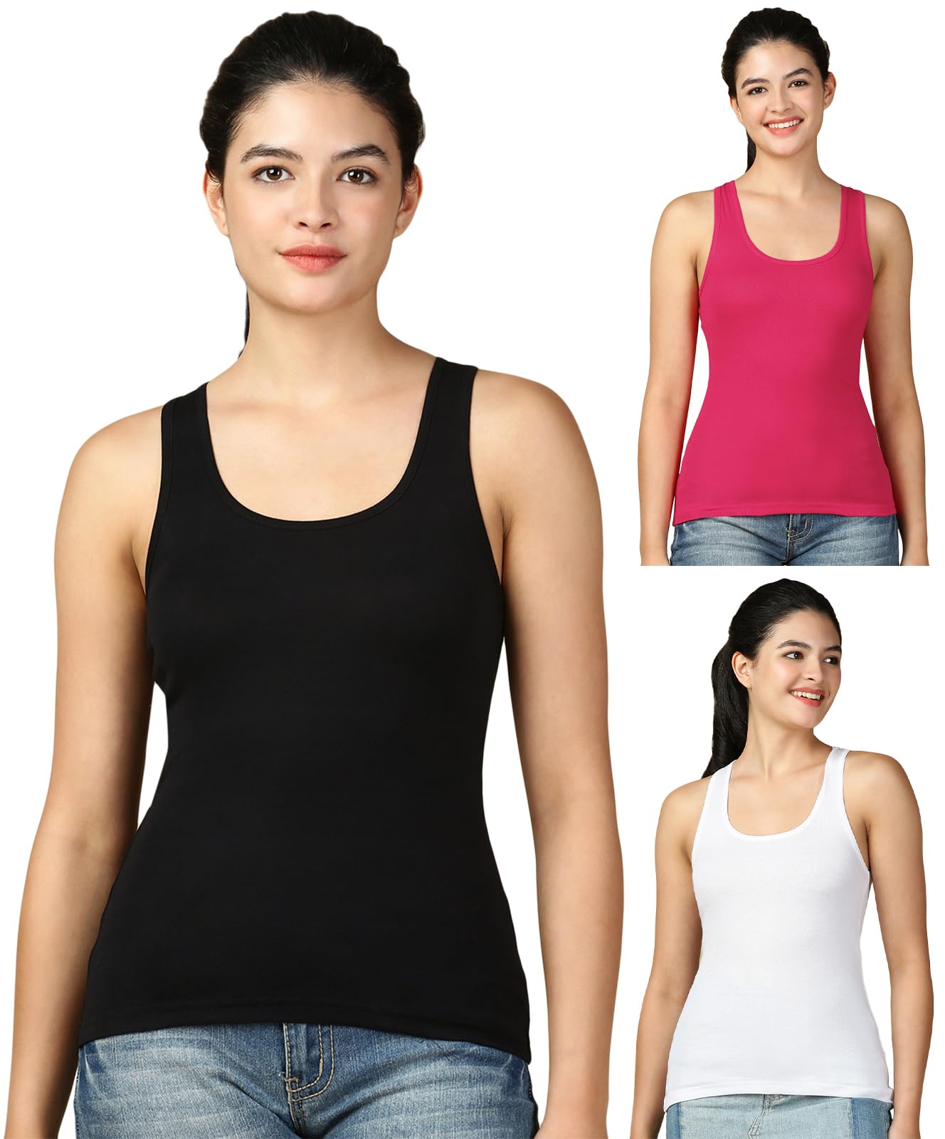 lux cozi Women's Cotton Regular Fit Racerback Tank Top | Pack of 3-picture-18