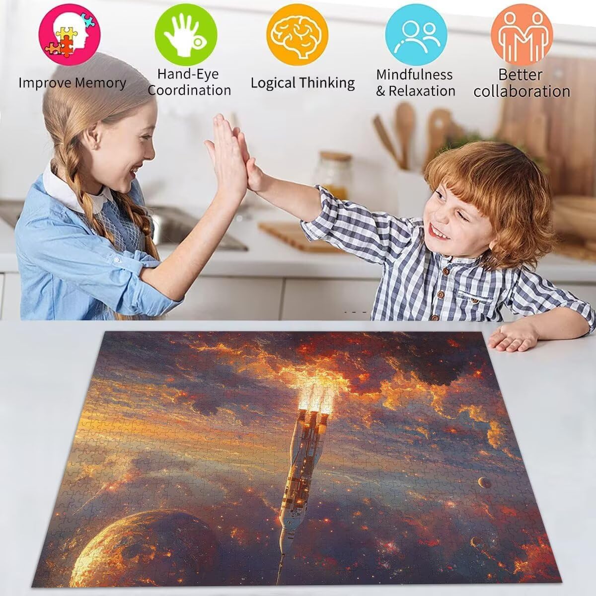 Puzzle Erwachsene 5000 Teile Rakete Sternenhimmel Educa Jigsaw für Kinder ab 8 Jahren Mädchen Jungen, Erwachsene Impossible Klassische Puzzles, Anspruchsvoll Spielspaß, Als Geschenke 105x156cm t-364