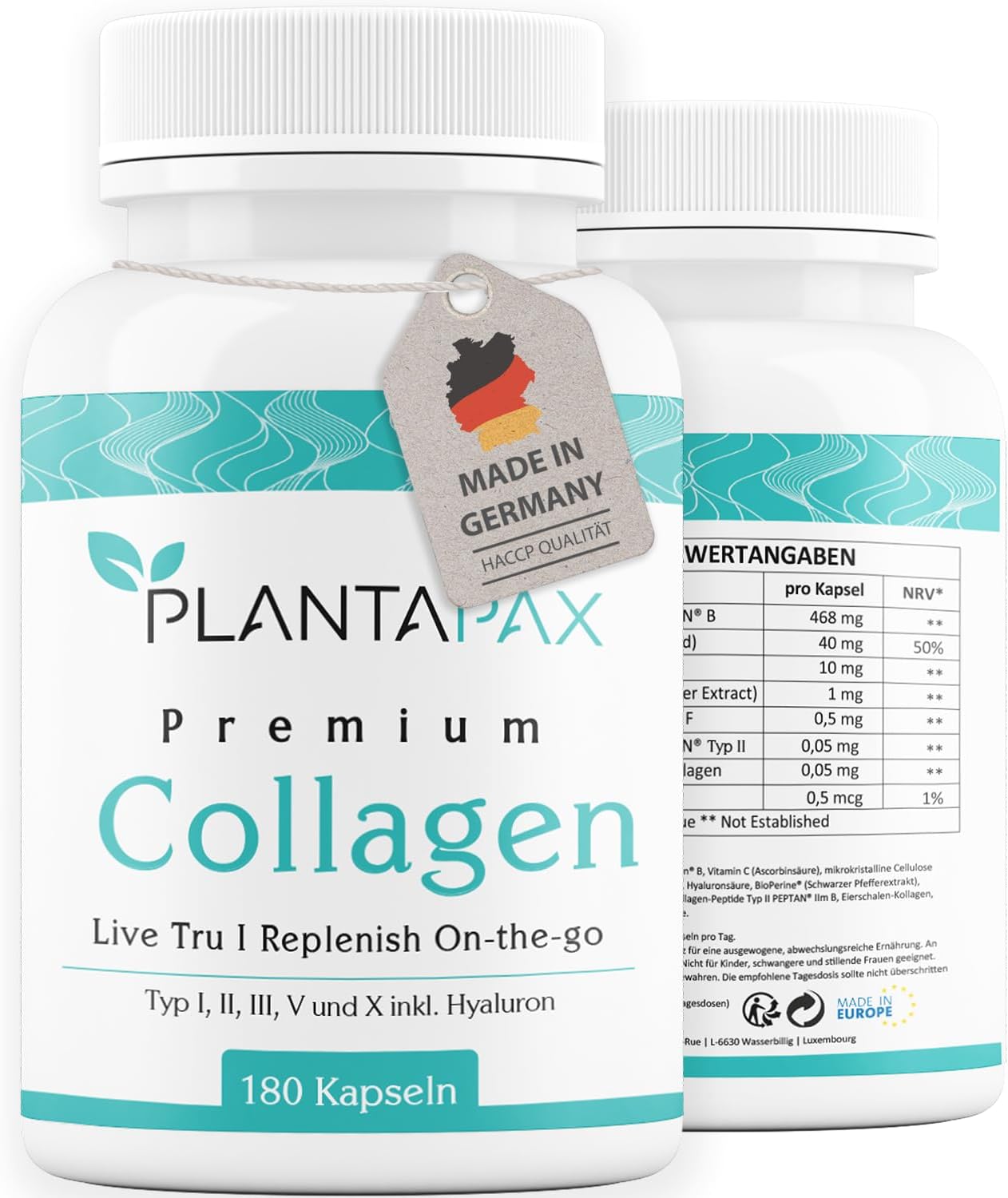 Glow Beauty-collageen hooggedoseerd: [180 capsules] hyaluron, biotine, vitamine C, frisse huid, glanzend haar, sterke nagels, 5-in-1 full spectrum lifestyle-formule