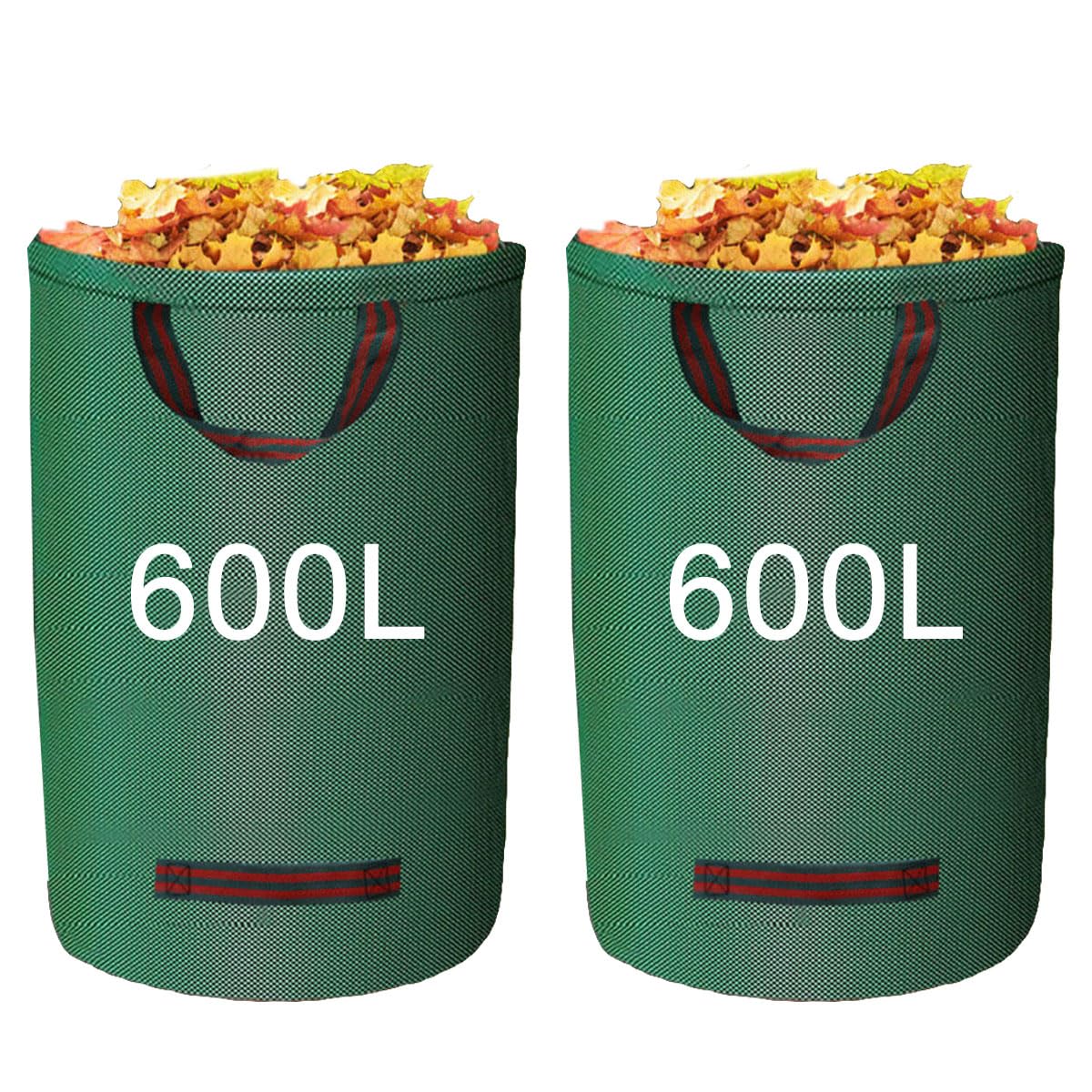 2 Pack 600L Large Garden Waste Bags with Handles Heavy Duty Reusable Garden Refuse Sacks with Handles, Extra Large Capacity for Collecting Leaves, Grass Clippings & Garden Debris