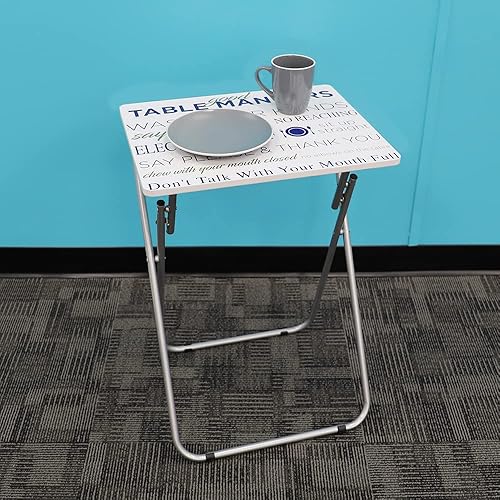 Miniatura 2 de Home Basics TT39161 - Bandeja plegable para TV, 19.0 x 15.0 x 26.0, cuida tus modales (blanco)