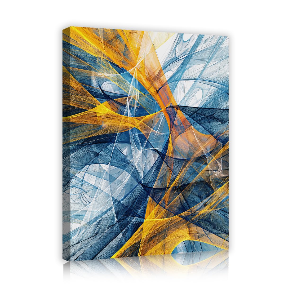 TOANGWALL Modern Contemporary Canvas Wall Art for Apartment Yellow Teal Blue Wave Pictures Posters Prints for Hallway Home Office Decor 70x85cm