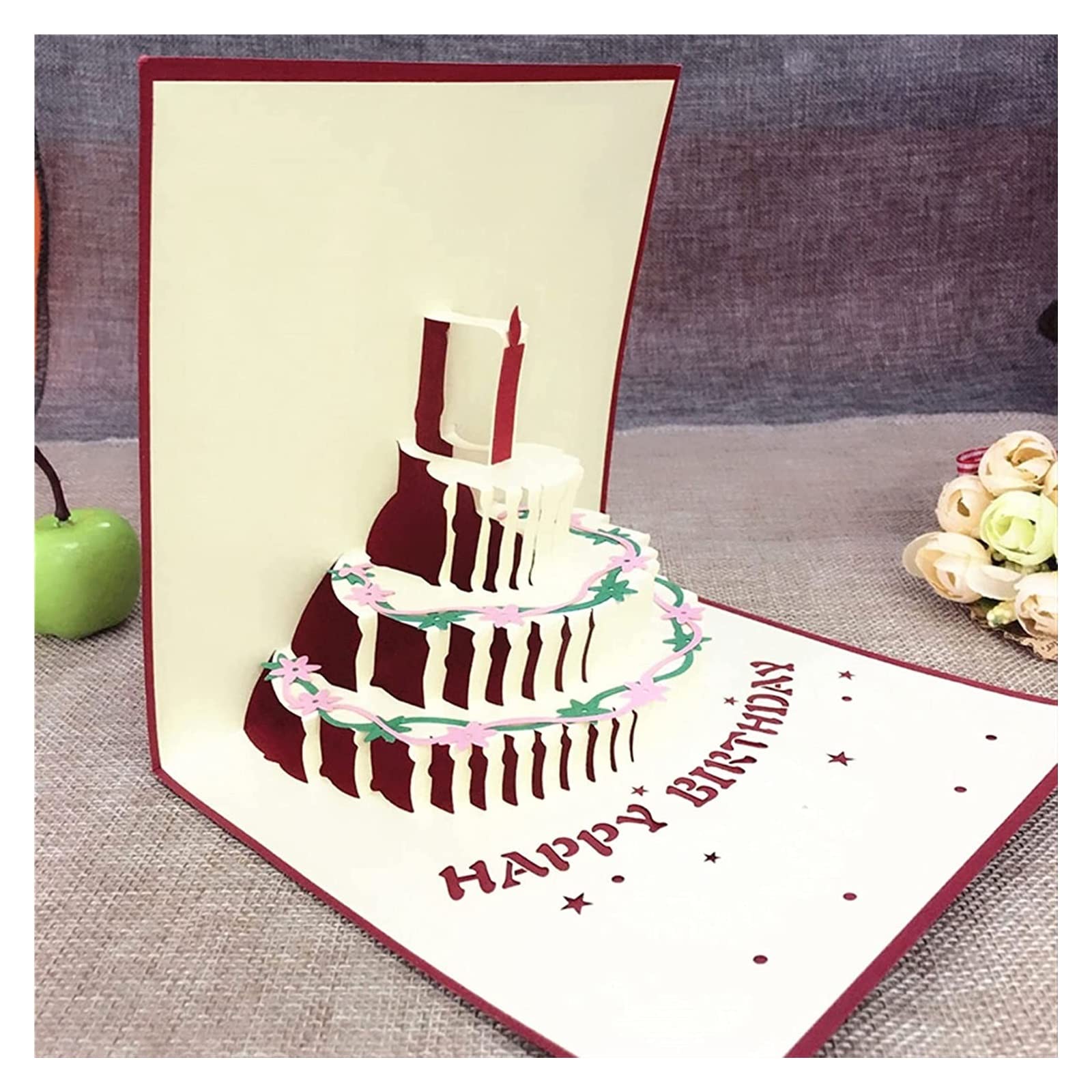 Paper Pop Up Cards,Birthday Greeting Card,Valentine Gift Card, Birthday Gift Cake Card Pop Up 3D With Envelope Greeting Cards Postcard Invitation Handcrafted Origami Wishes Cards Thank You Cards (Co