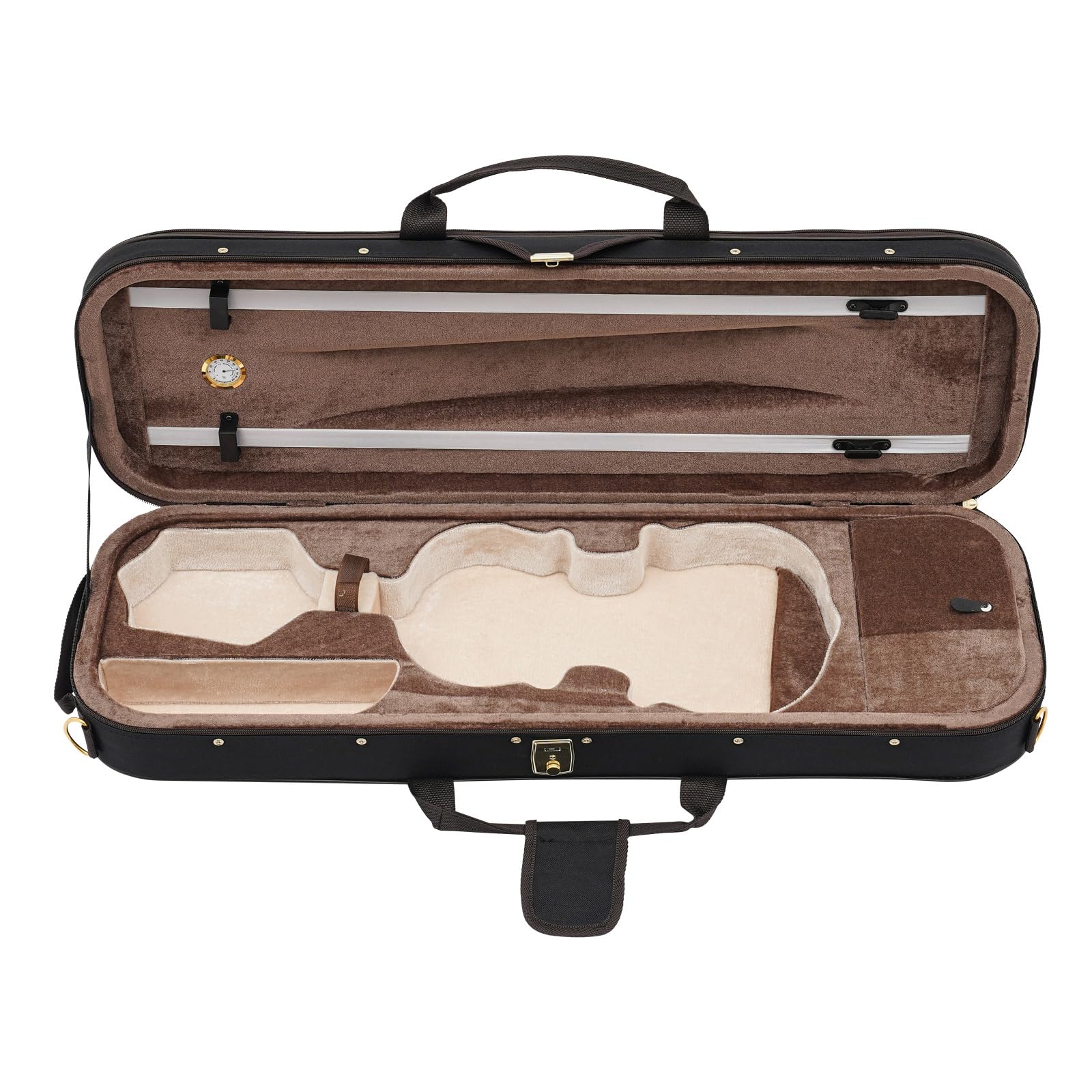 Violin Case, 4/4 Full Size Professional Hard Shell Violin Case with Built-in Hygrometer, Soft Velvet and High-Density Foam Protect Violin, Lightweight Travel Violin Case