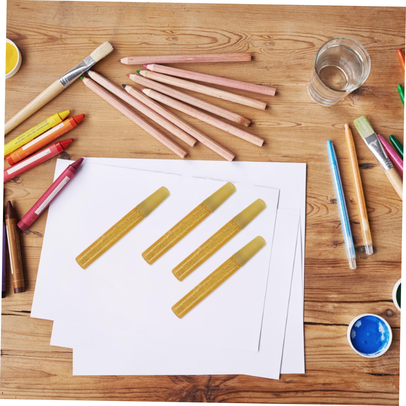 Uonlytech 50 Stück Gold Glitzerkleberstifte mit Glänzendem Effekt Vielseitiger Bastelkleber für Malerei und Kleben für Kinder und Kreative Selbstgemacht Kunstprojekte