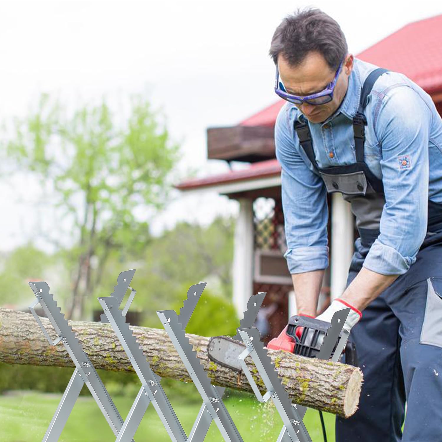 Attrezzatura Giardinaggio Professionale Cavalletto Taglialegna Pieghevole - Supporto Per Motoseghe, Portata 150 Kg Cavalletto Pieghevole Legna - Foto 7