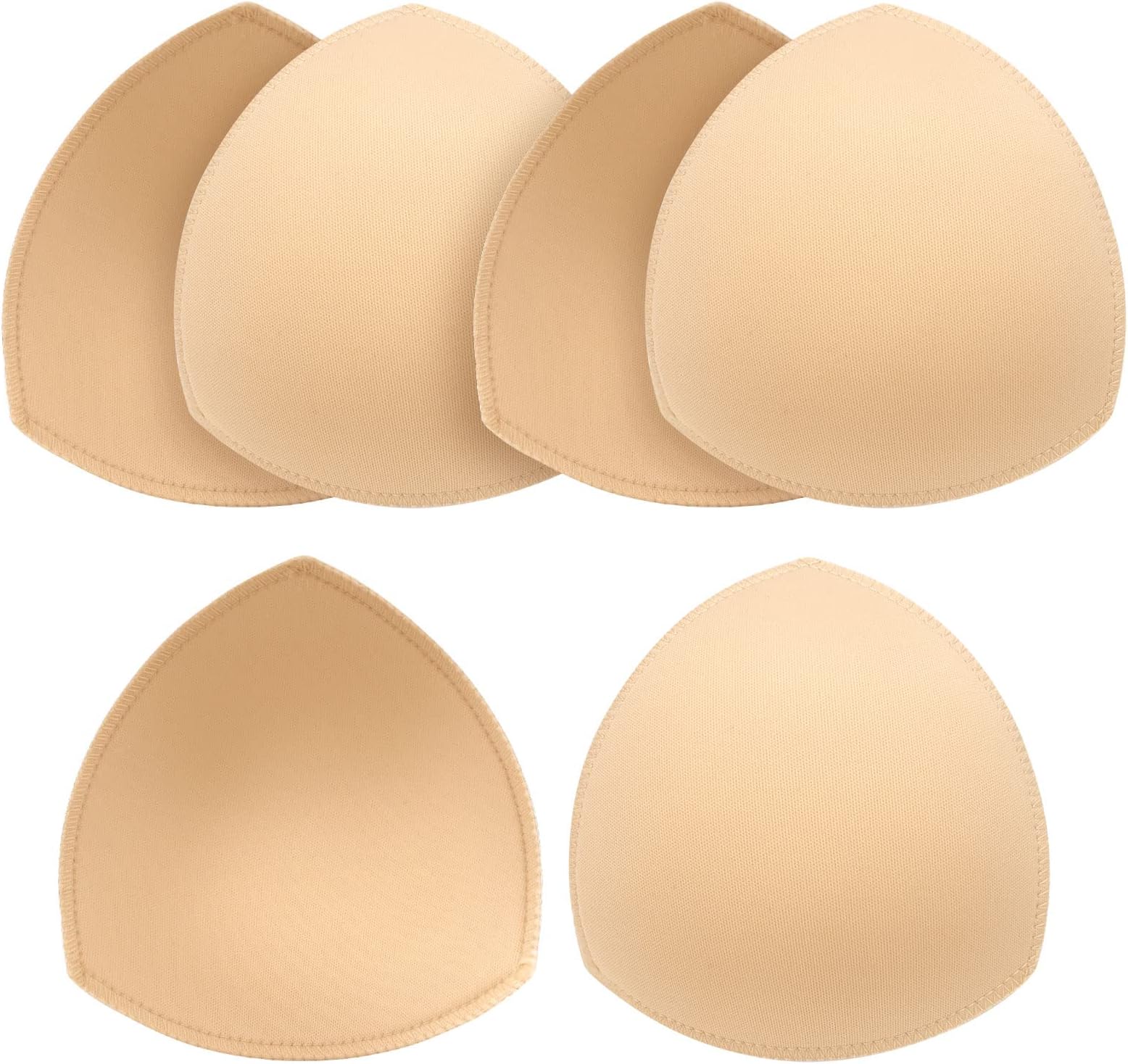 Nimiah Bra Pads Inserts 3 Pairs, Sewn Edge Removable Boob Replacement Padding for Swimsuit Sport Fits AB, CD, DE Cups