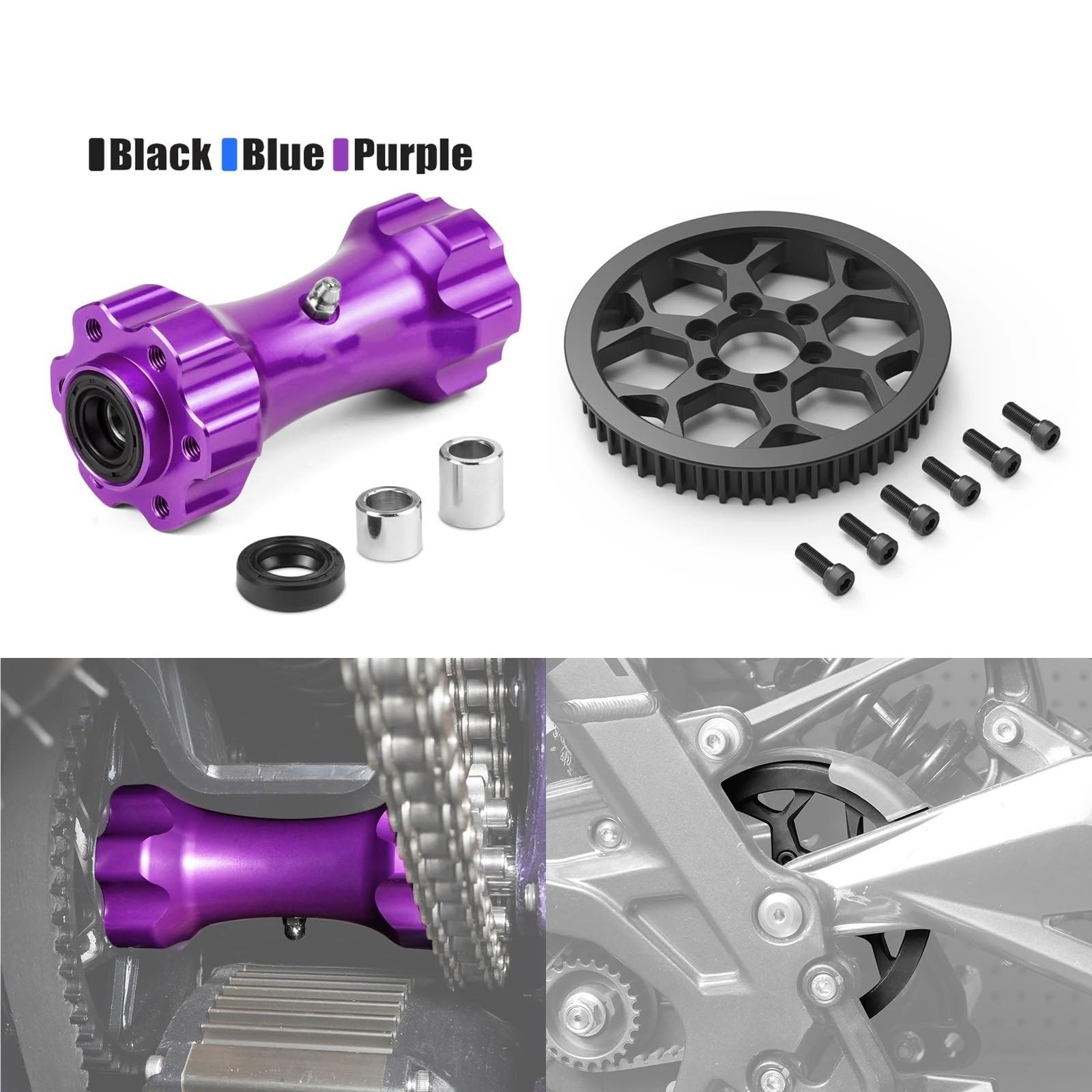 motocykla Wał na Pasuje do Surron Light Bee X, środkowego wału napędowego, koła pasowego wtórnego Sur-Ron S, roweru elektrycznego Segway X160 X260(Purple Set)