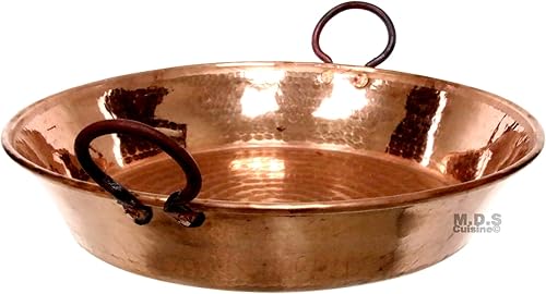 Miniatura 4 de Paella Pan 17" Paellera de Cobre España 100% Puro Martillado Hecho a Mano Artesanal Cobre Clásico Tradicional Marisco Cazo