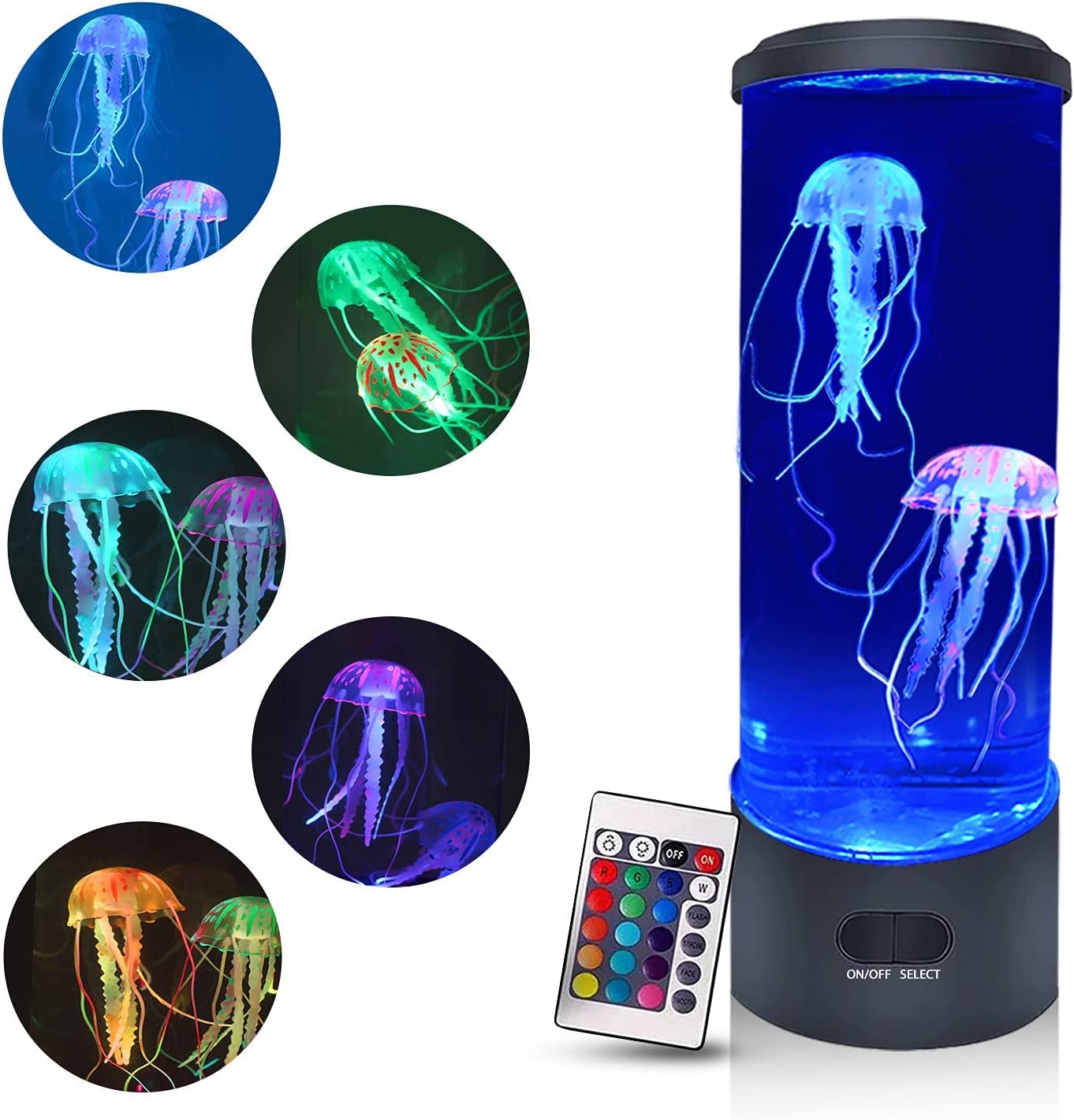 AZRAEL Jellyfish Lava Light LED Mood Lamp, Multi Colour Changing, Aquarium Lamp Sensory Treatment Deco Room Night Light Relax Gift for Kids USB Desktop Round Mood Lamp Decoration Toy - 30CM