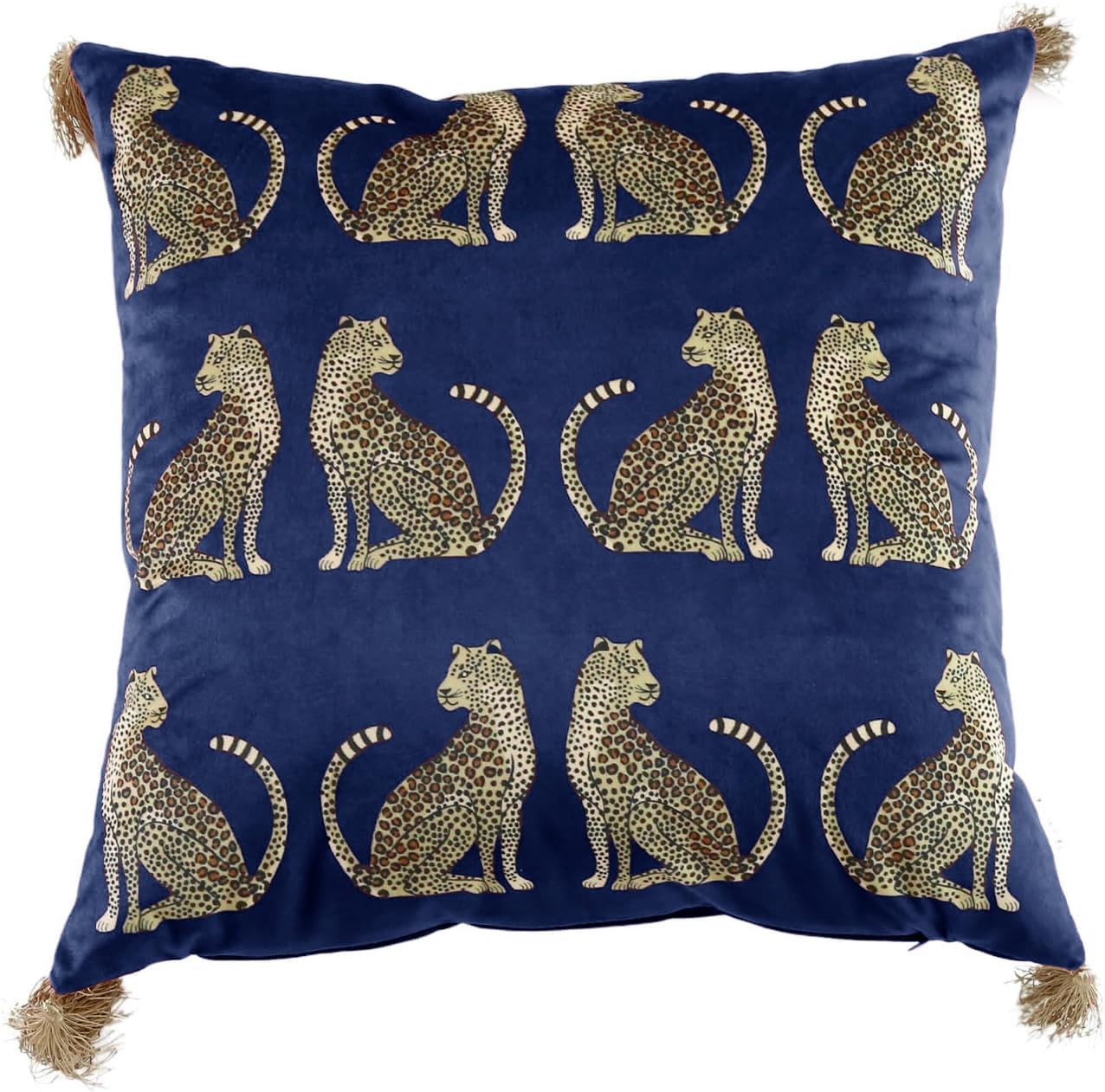 Lumbar Decorative Throw Pillow Cover with Tassels Leopard Pattern Cushion Cover Luxury Style Soft Velvet Pillowcase for Sofa Couch Bedroom (12"x20",Wine Red)