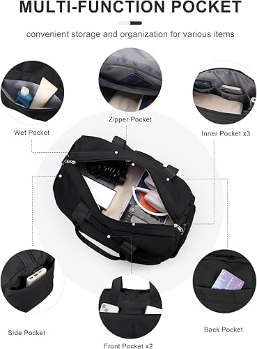 Miniatura 7 de Bolsa de gimnasio para mujeres y hombres con compartimento para zapatos, bolsa de lona deportiva, impermeable, para viajes, fin de semana, bolsa de