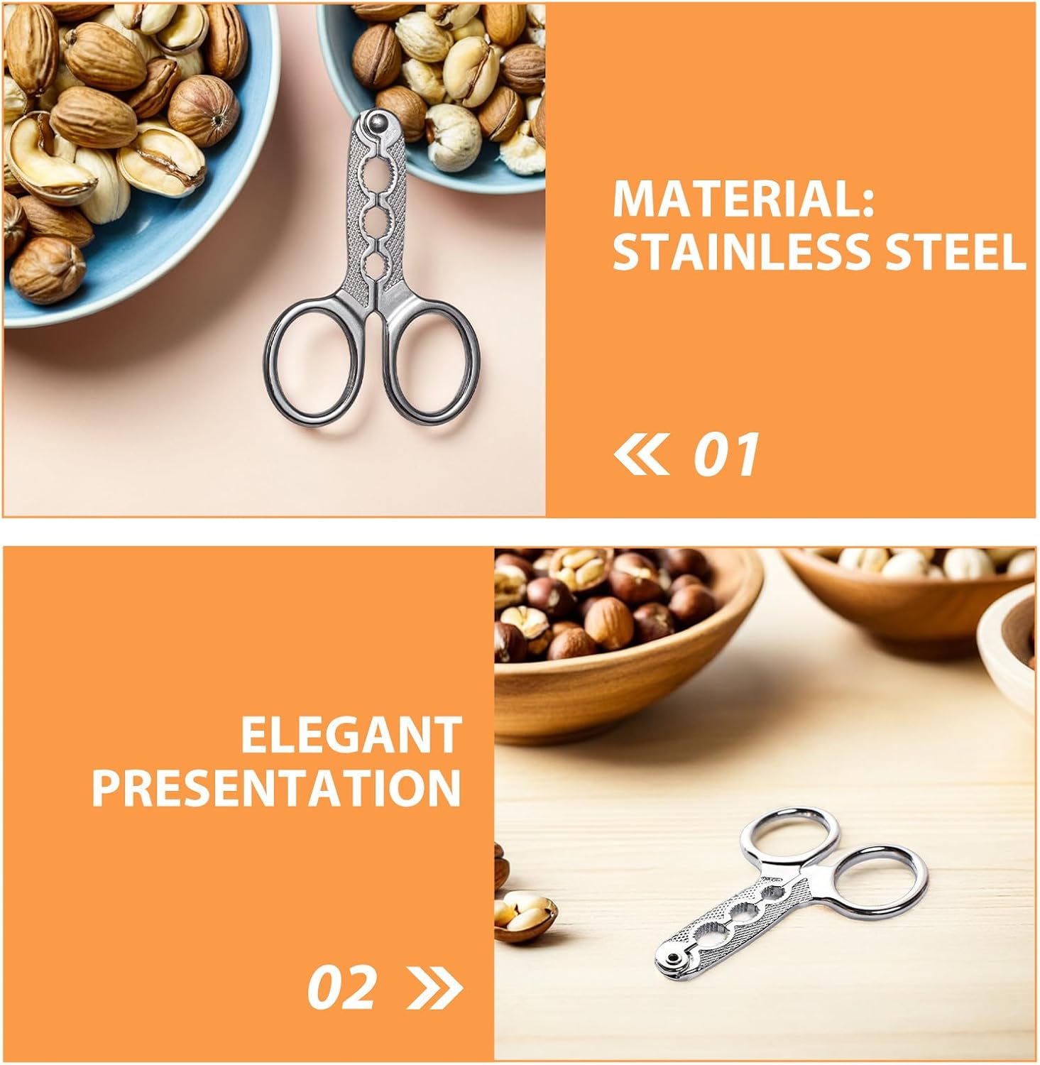 3pcs Metal Nut Cracker - Functional Nutcracker Tool for Sunflower Seeds/Peanut/Pine Nuts - Small Walnut Pine Sheller Opener with 3-Size Holes for Kitchen Gadget Accessories