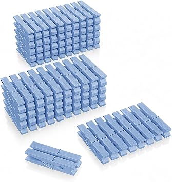 100 Pcs Wooden Clothespins Bulk - 2.9 Inch Cheer Light Blue Clothes Pins