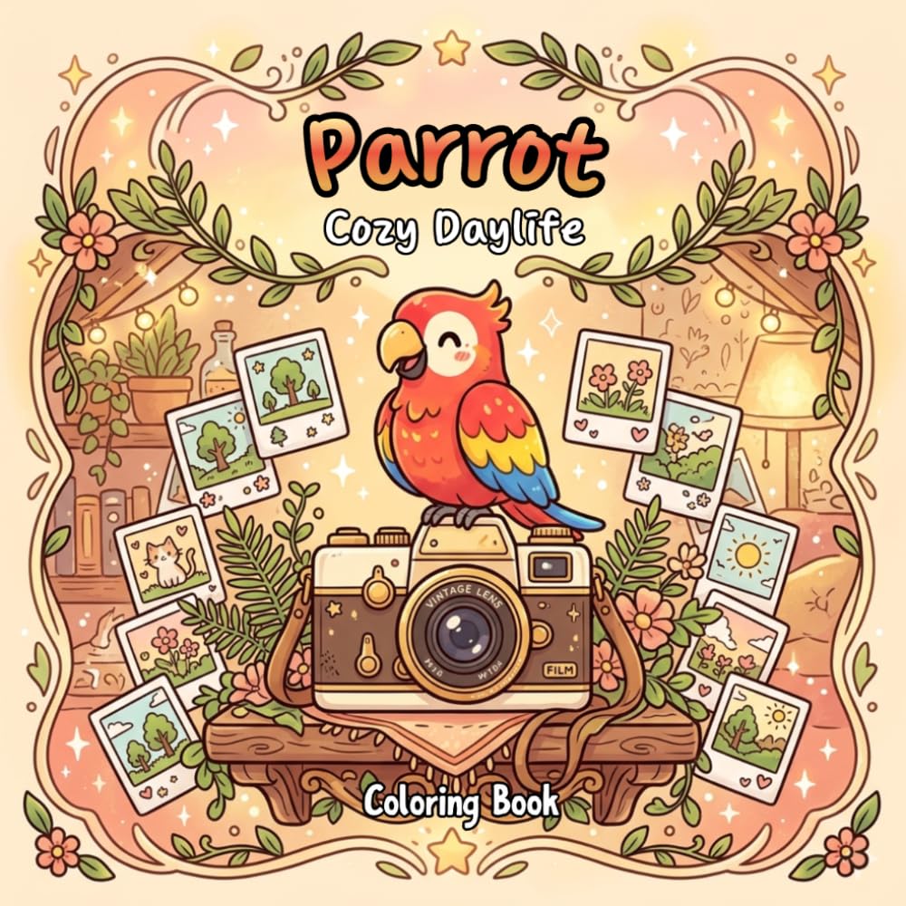 Parrot Cozy Daylife: Coloring Book for Kids and Adults With 50 Easy-to-Color Pages Featuring Adorable Tropical Birds, Beach Scenes, and Fun Animal ... Fun. (Animal Cozy Daylife Coloring Book)