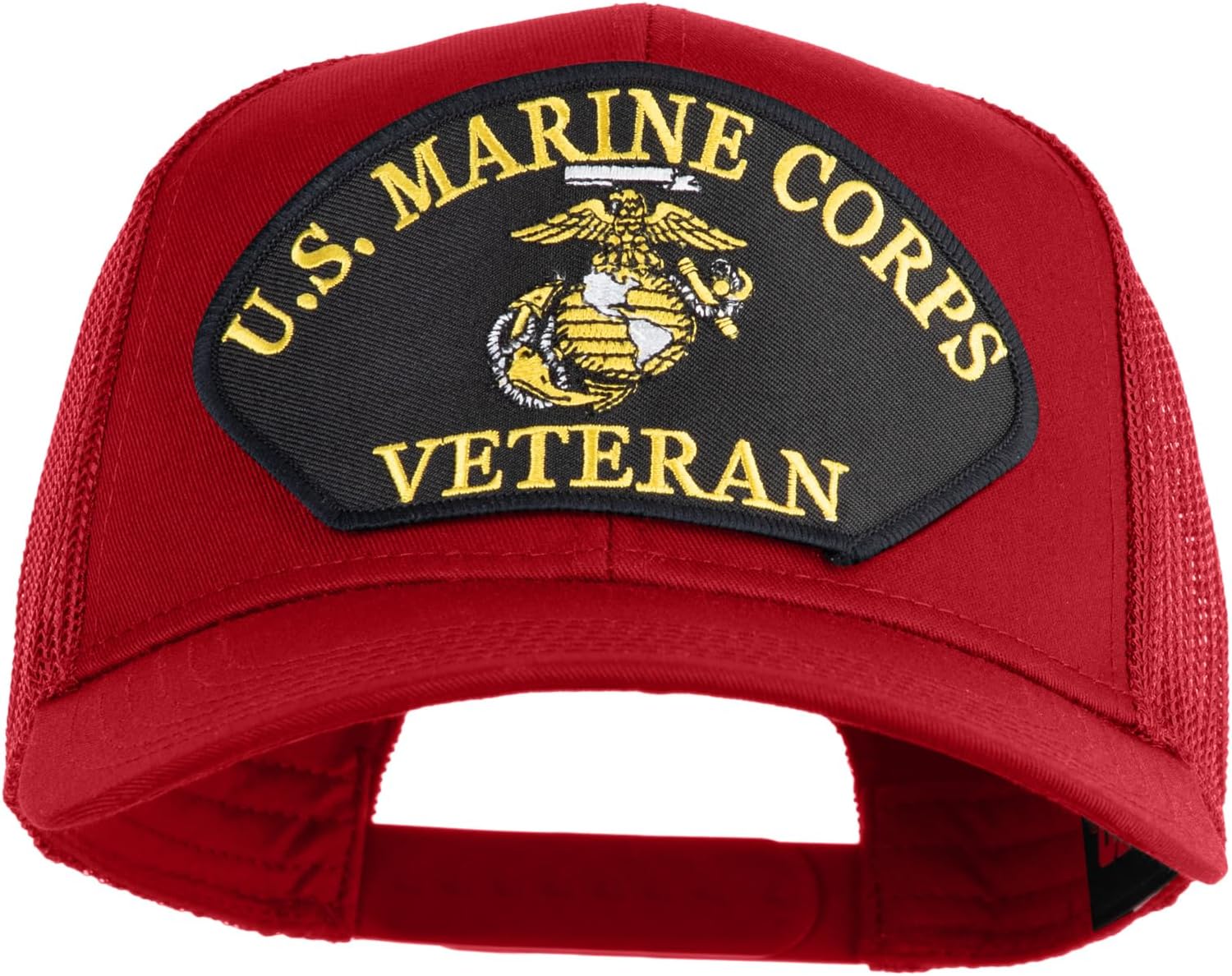 e4Hats.com U.S. Marine Corps Veteran Black Patched Solid Cotton Twill Mesh Prostyle Cap