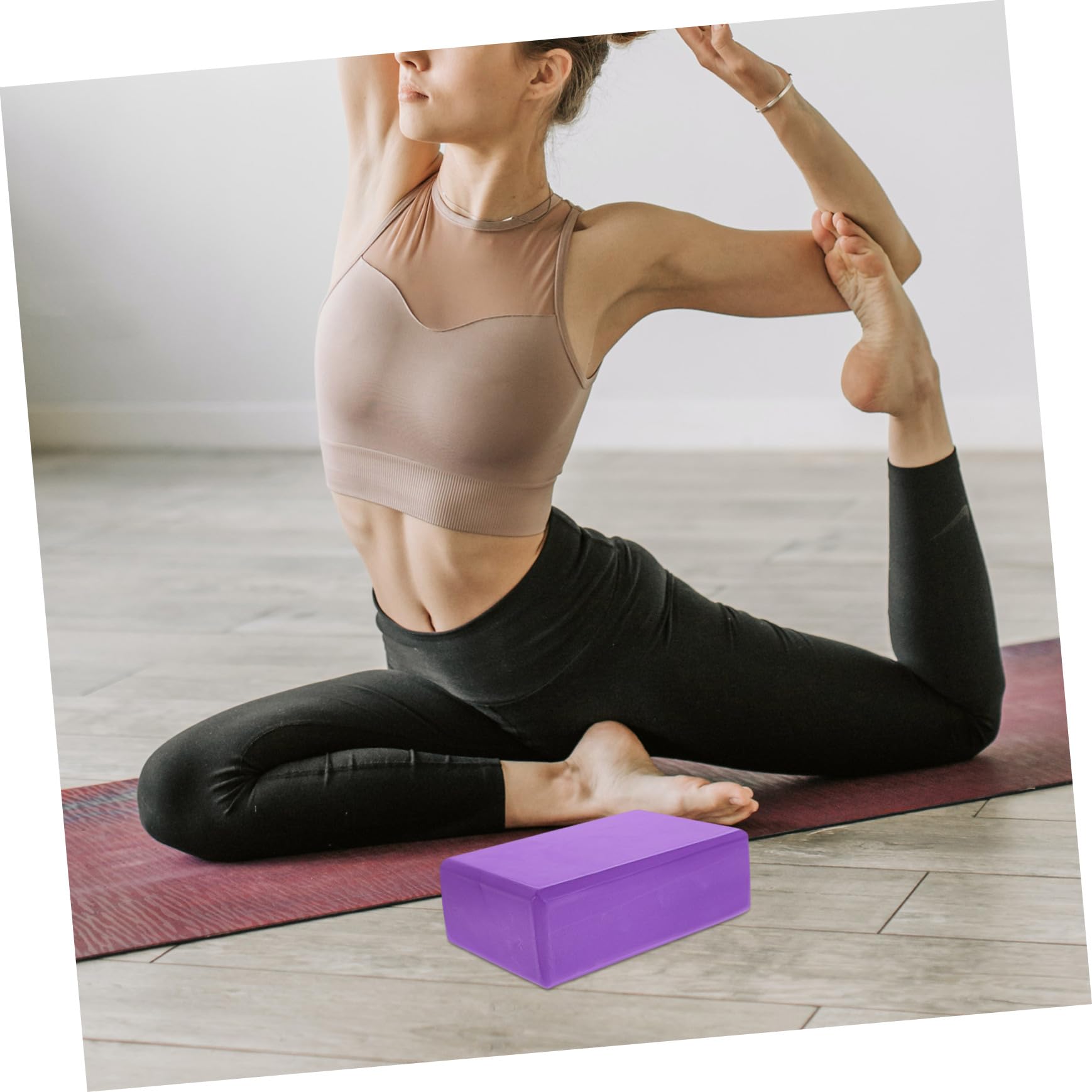 Abaodam Set 3 Pezzi Blocchi Yoga in Schiuma Con Cinghia Estensibile, Supporto Rettangolare Per Pilates, Fitness, Stretching e Meditazione, Portatile Per Allenamenti Indoor e Outdoor