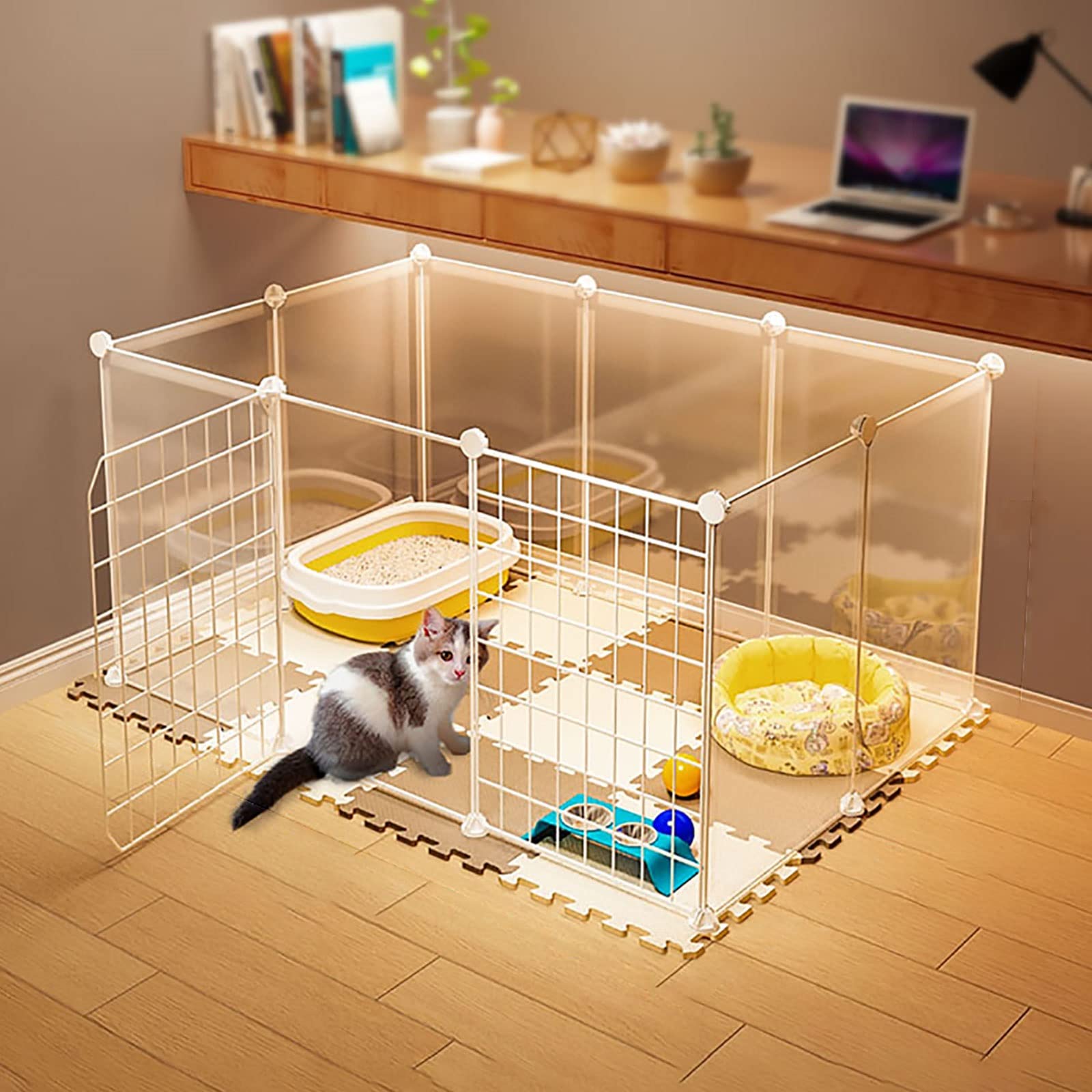 Enclos d'extérieur et cage pour chat : grand parc d'exercice intérieur modulable pour 2 chatons