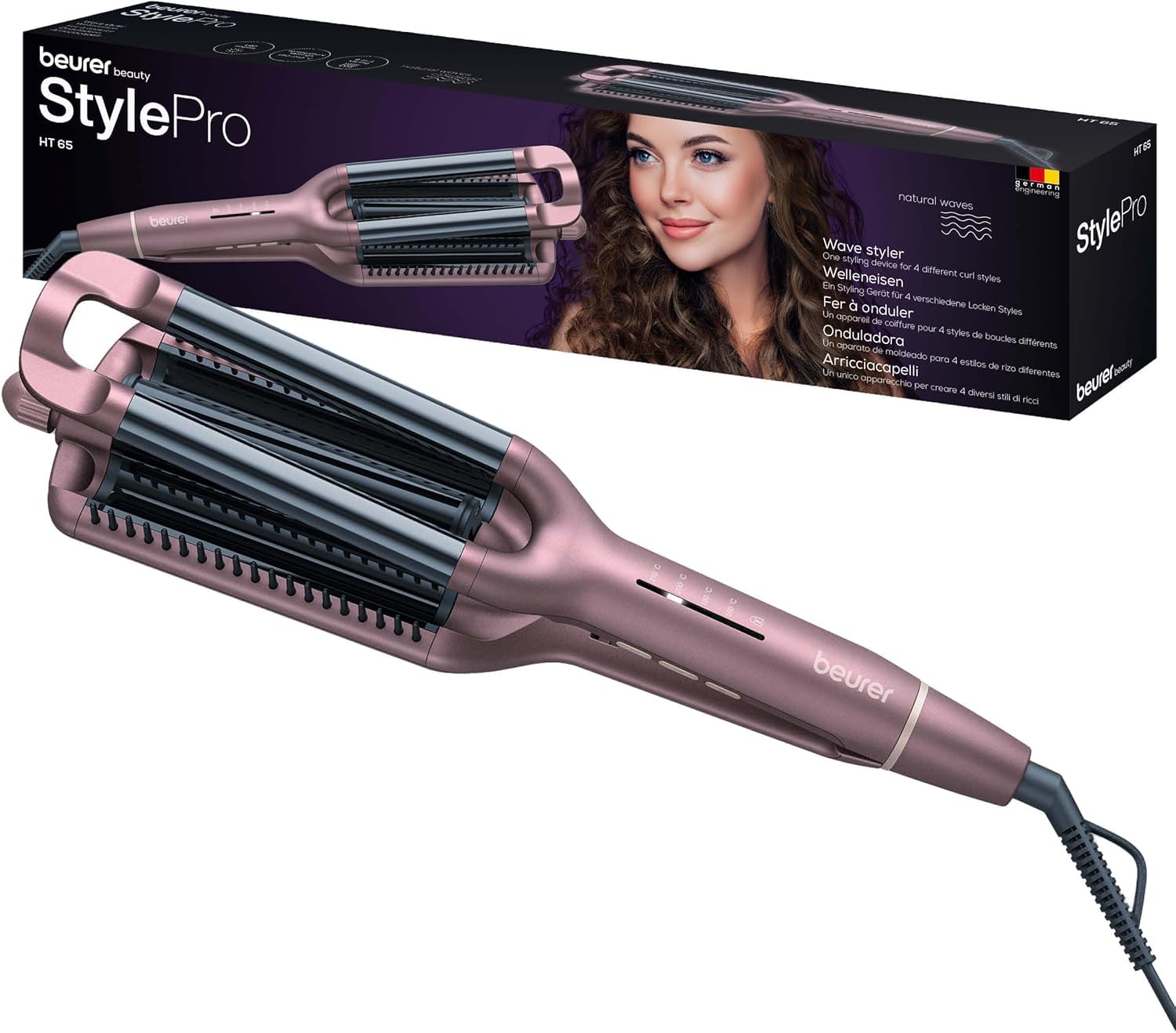 Beurer HT 65 Arricciacapelli 4 in 1, per Onde ai Capelli alla Moda in Quattro Diversi Look con un Unico Dispositivo, temperatura da 160-210°C, rivestimento cheratina ceramica, spegnimento automatico