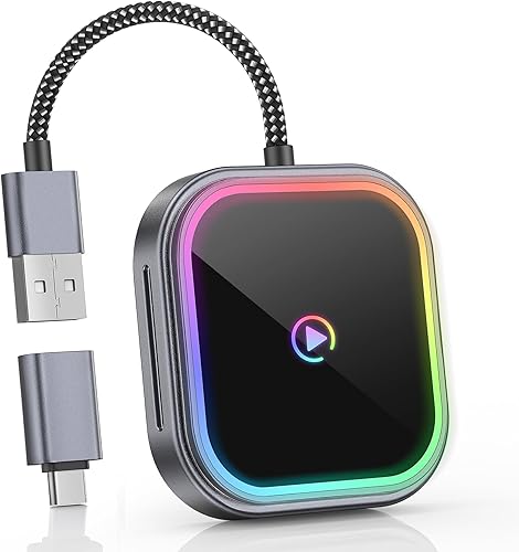 Visoud Wireless CarPlay Adapter & Android Auto Dongle, Dual Mode Wired to Wirele