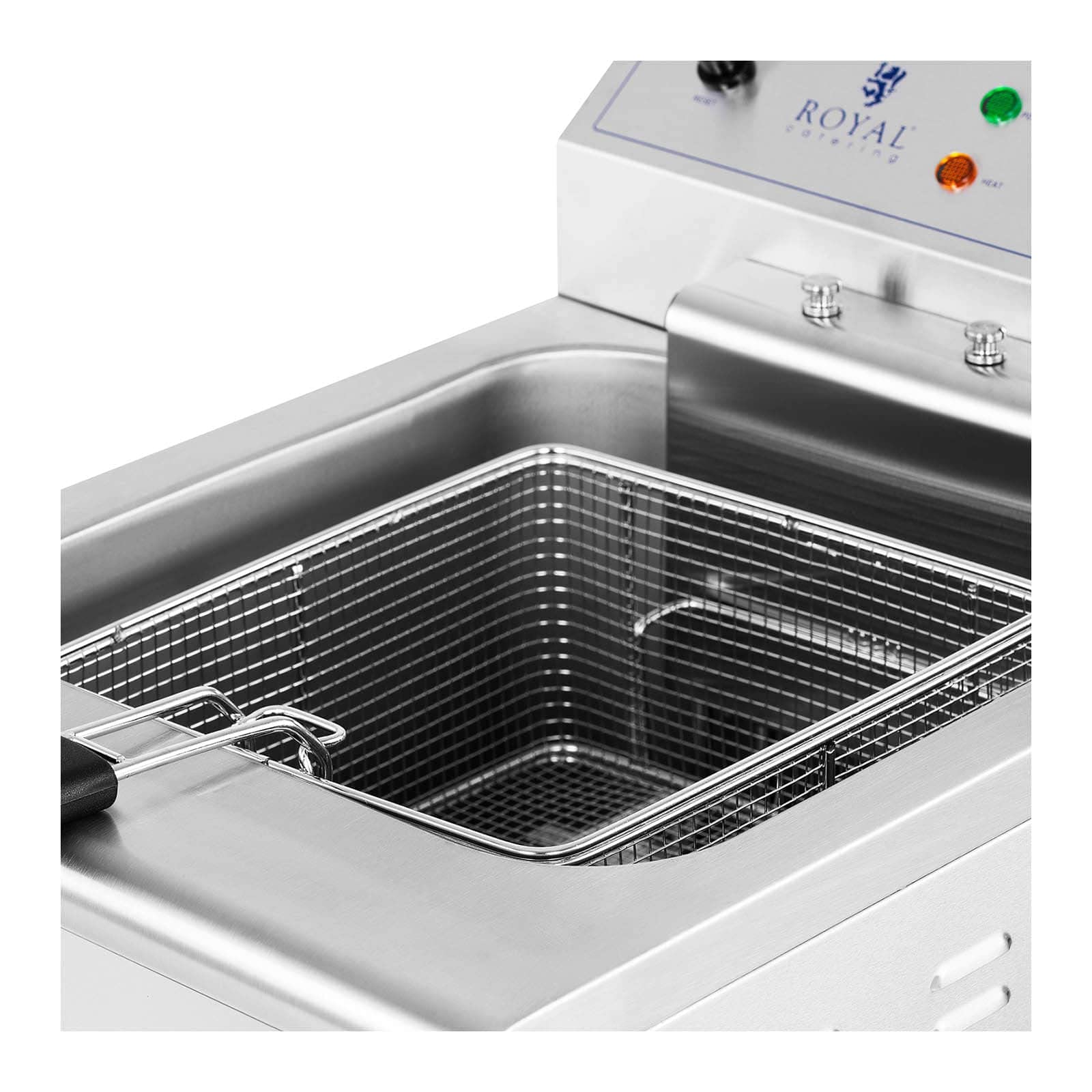 Royal Catering Freidora Eléctrica Profesional para Hostelería 400 V (Volumen: 16 L, 5000 W, Con grifo de vaciado y mueble bajo)