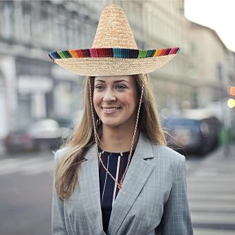 CLISPEED Beige Straw Sombrero Hat for Mexican Themed Parties and Outdoor Activities, Comfortable and Resistant to Deformation, Suitable and Adults with cm Diameter