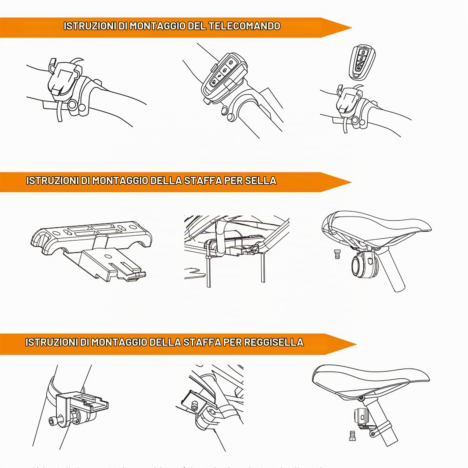 Luce Posteriore per Allarme Bici senza Fili Antifurto con Telecomando 108db 3 Modalità Campanello+4 Modalità di Illuminazione Fanale Posteriore Della Bicicletta IPX5 Impermeabile per Ciclismo