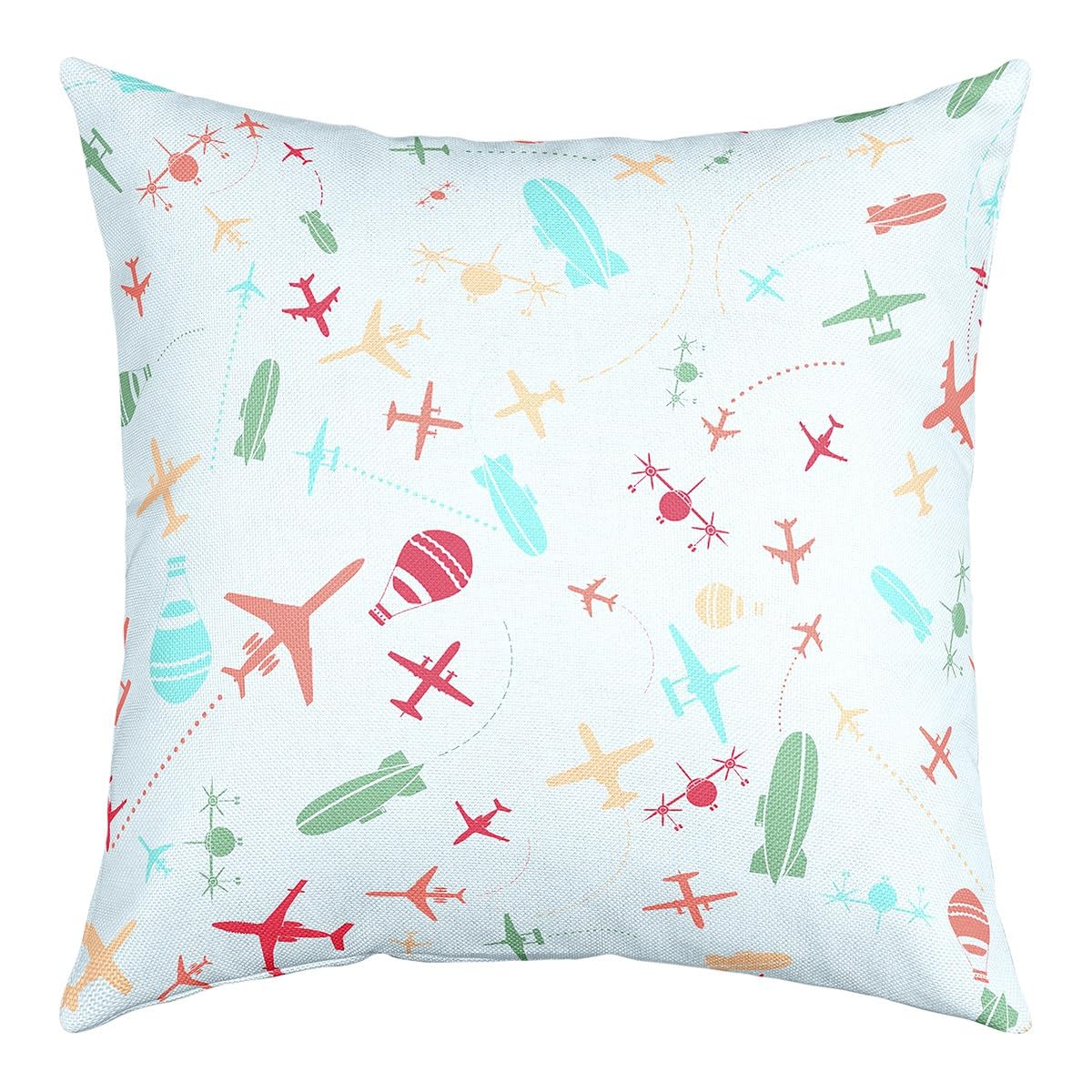 Aircraft Throw Pillow Covers 20"x20" 1 Pcs Kids Cartoon Airplane Flying Pillow Case Pillowcase for Boys Girls Helicopter Plane Cushion Cover Cushion Case Blue Outdoor Pillows Covers