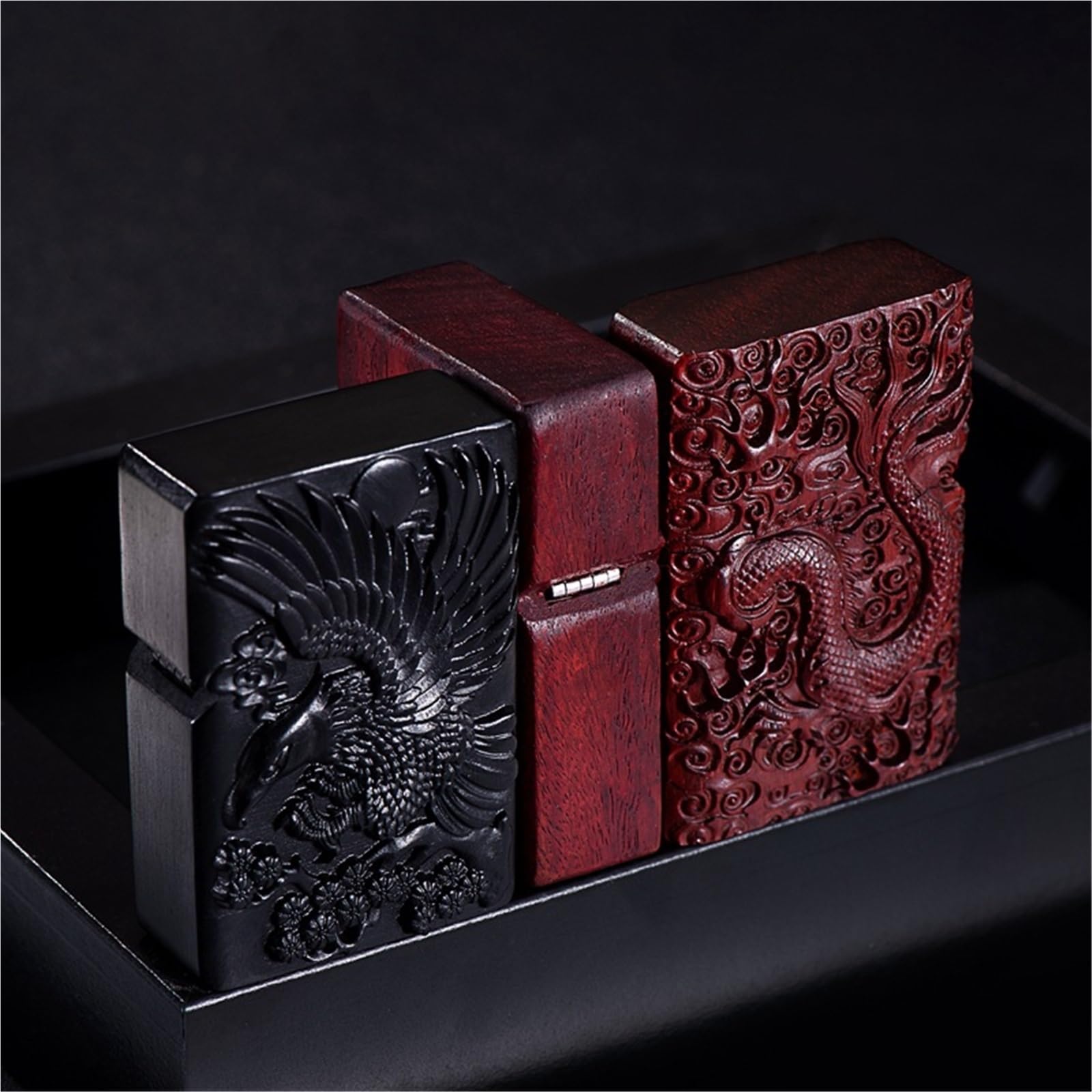 Briquet tempête au kérosène sculpté à la main avec doublure en cuivre pur et allumage de meule, rechargeable