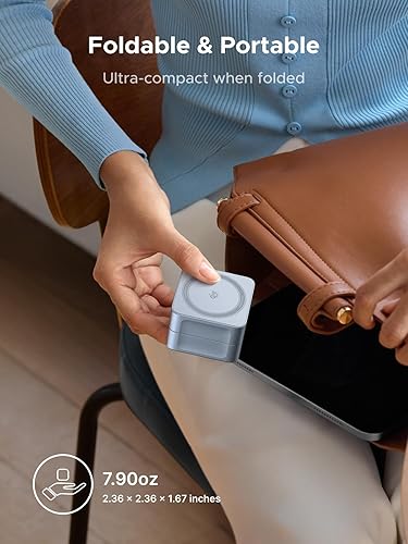 Miniatura 9 de UGREEN Qi2 - Cargador inalámbrico Magflow de 25 W, estación de carga Magsafe 2 en 1 para iPhone 171615141312 Pro Max, soporte plegable rápido con