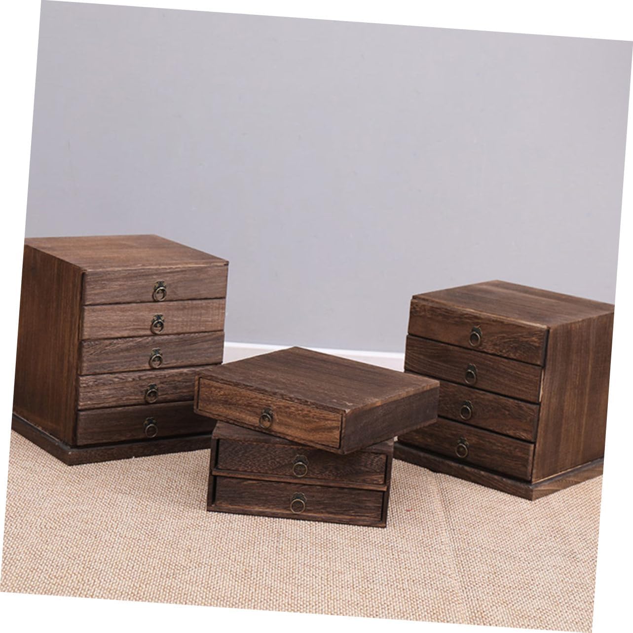 Zerodeko Multi-layer Wooden Tea Cake Drawer Box Vintage High Grade Pu Tea Storage Eco-friendly Design for Long-term Preservation Home Decor and Enthusiasts