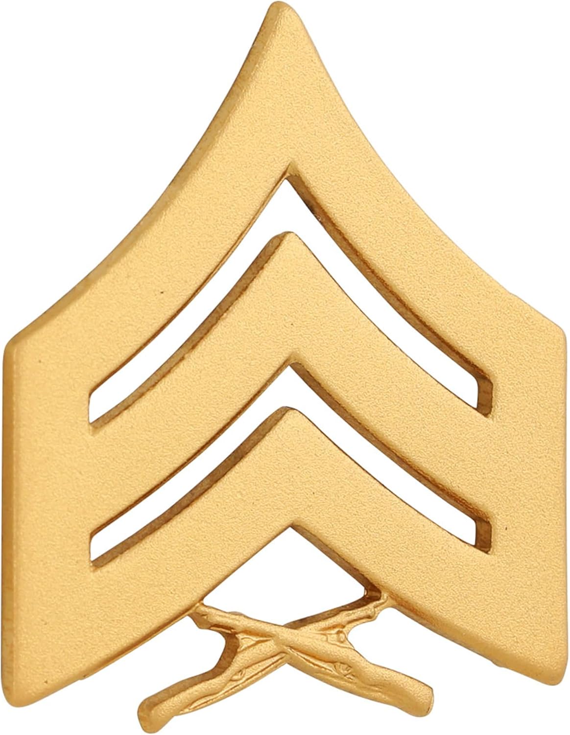 マリンシェブロンサテンゴールド軍曹SGT E5 22Kゴールドメッキランクピンペア。